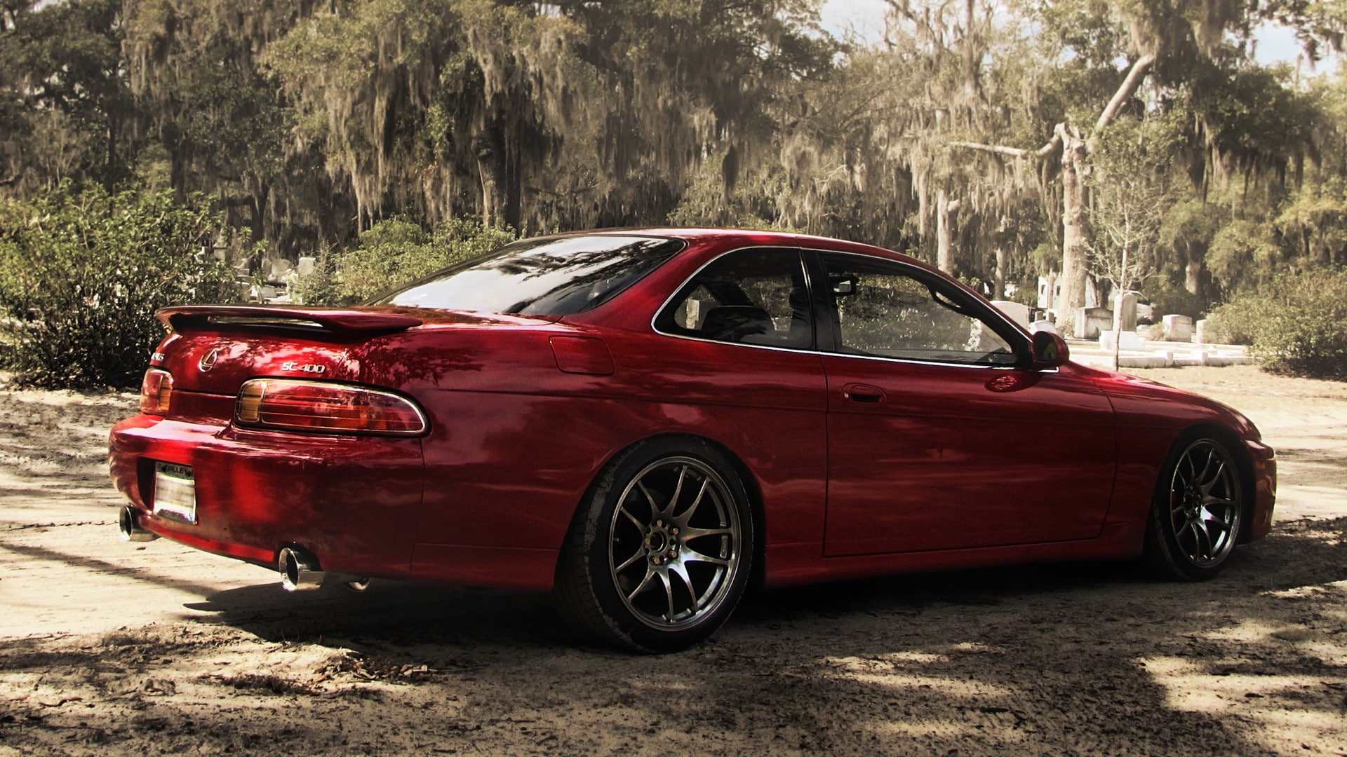 land vehicle, tree, SC 400, transportation, plant, wheel, retro styled, mode of transportation, motor vehicle, road, Lexus, travel, stationary, 1080P, HD Wallpaper