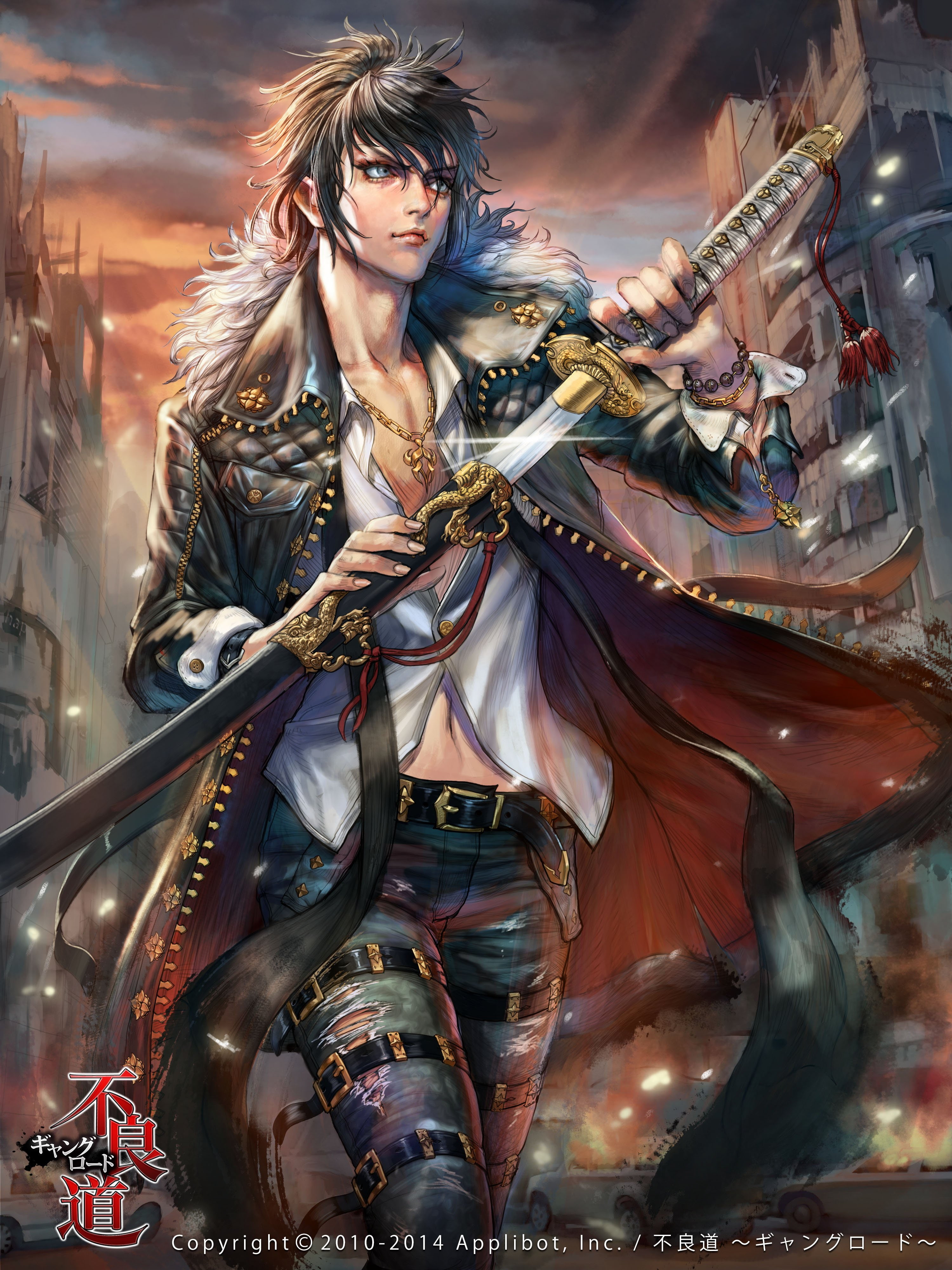 gang, dospi, male, sword, furyou, michi, road, 4K, Phone HD Wallpaper