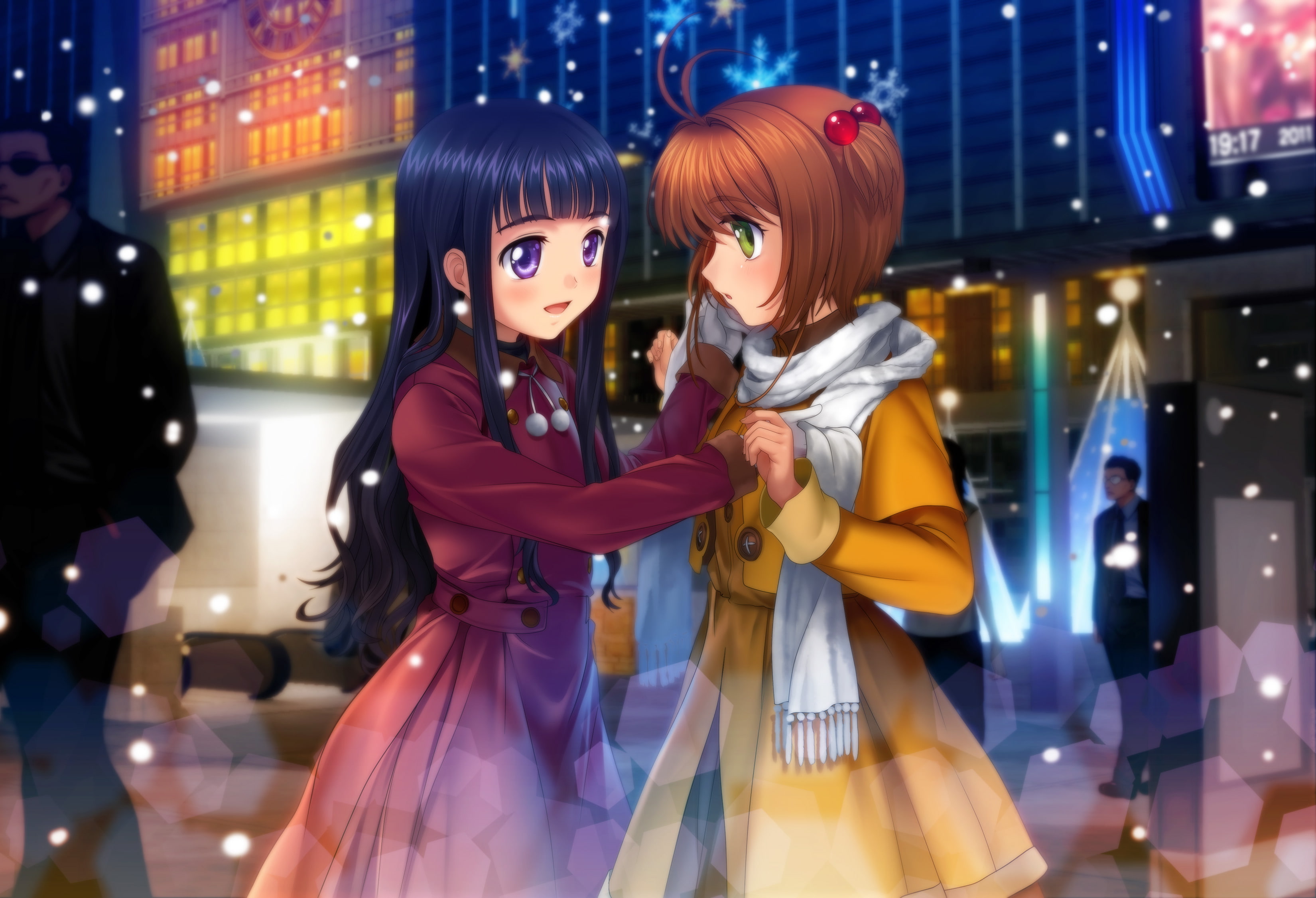 kinomoto, card, sakura, tomoyo, daidouji, captor, 2K, moonknives, christmas, HD Wallpaper