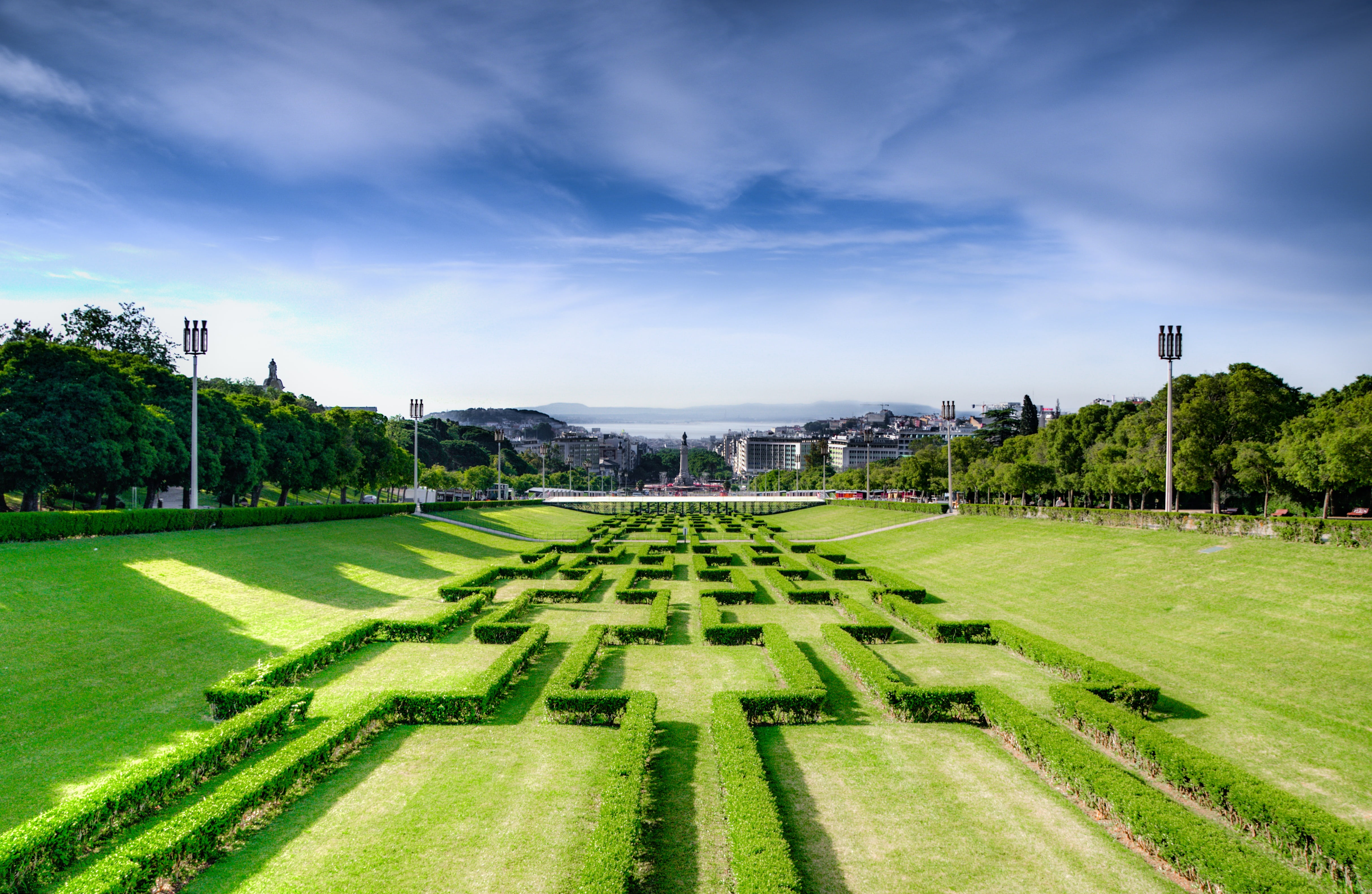 scenics, landscape, cityscape, view, sky, lisboa, europe, sport, city, agriculture, scenics - nature, cloud - sky, panorama, garden, green color, environment, HD Wallpaper