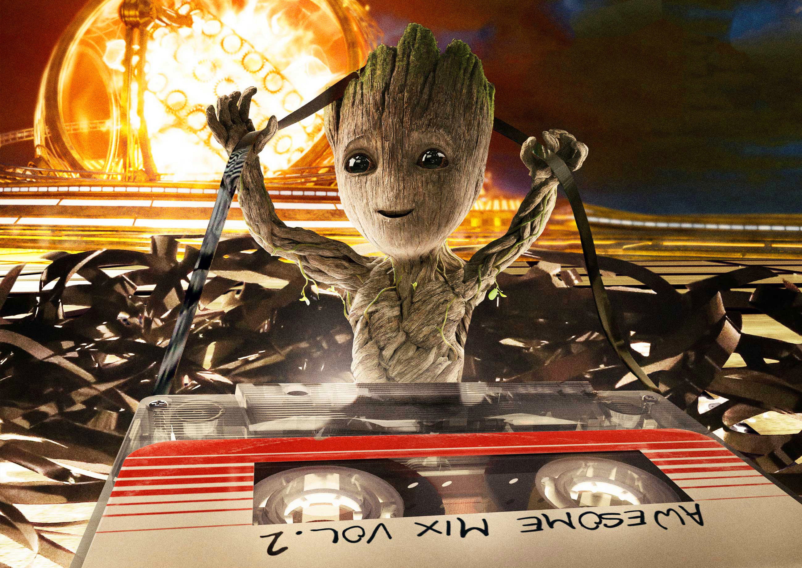 groot, Baby Groot, guardian, Guardians Of The Galaxy Vol 2, galaxy, HD, 2K, HD Wallpaper