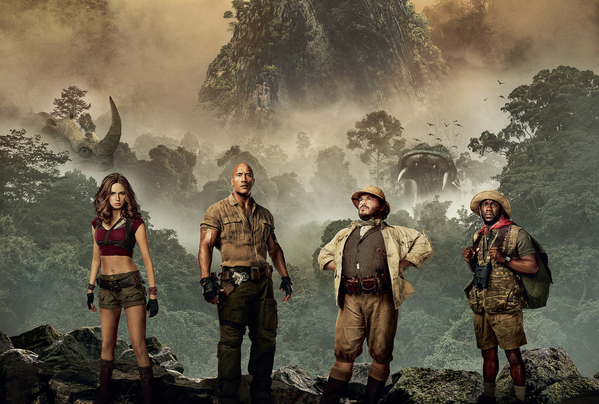 clothing, portrait, looking at camera, tree, adult, knife - weapon, plant, 1080P, hd, jumanji welcome to the jungle, front view, occupation, people, government, HD Wallpaper