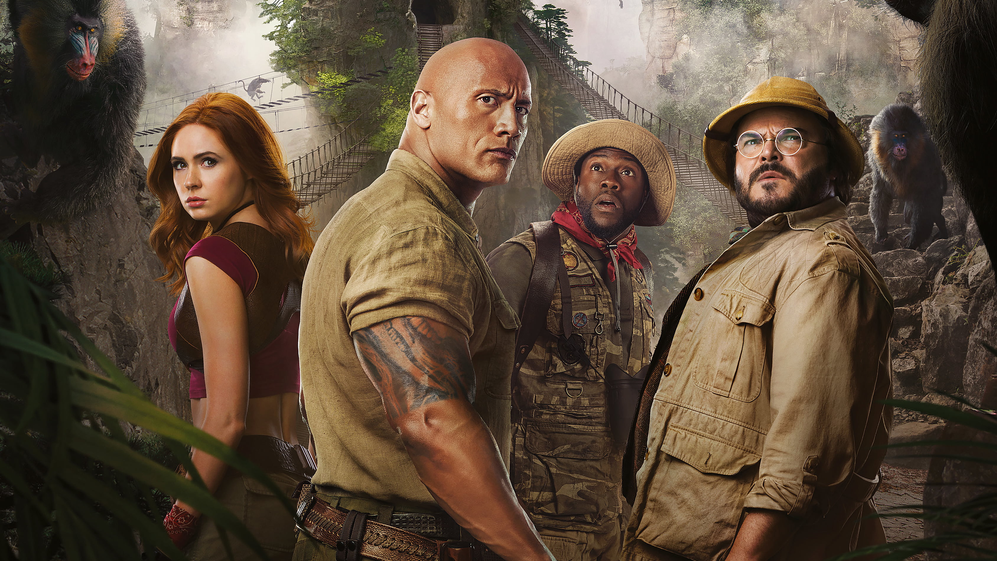 Movie, Jumanji: The Next Level, Kevin Hart, Jack Black, Dwayne Johnson, 2K, Karen Gillan, HD Wallpaper