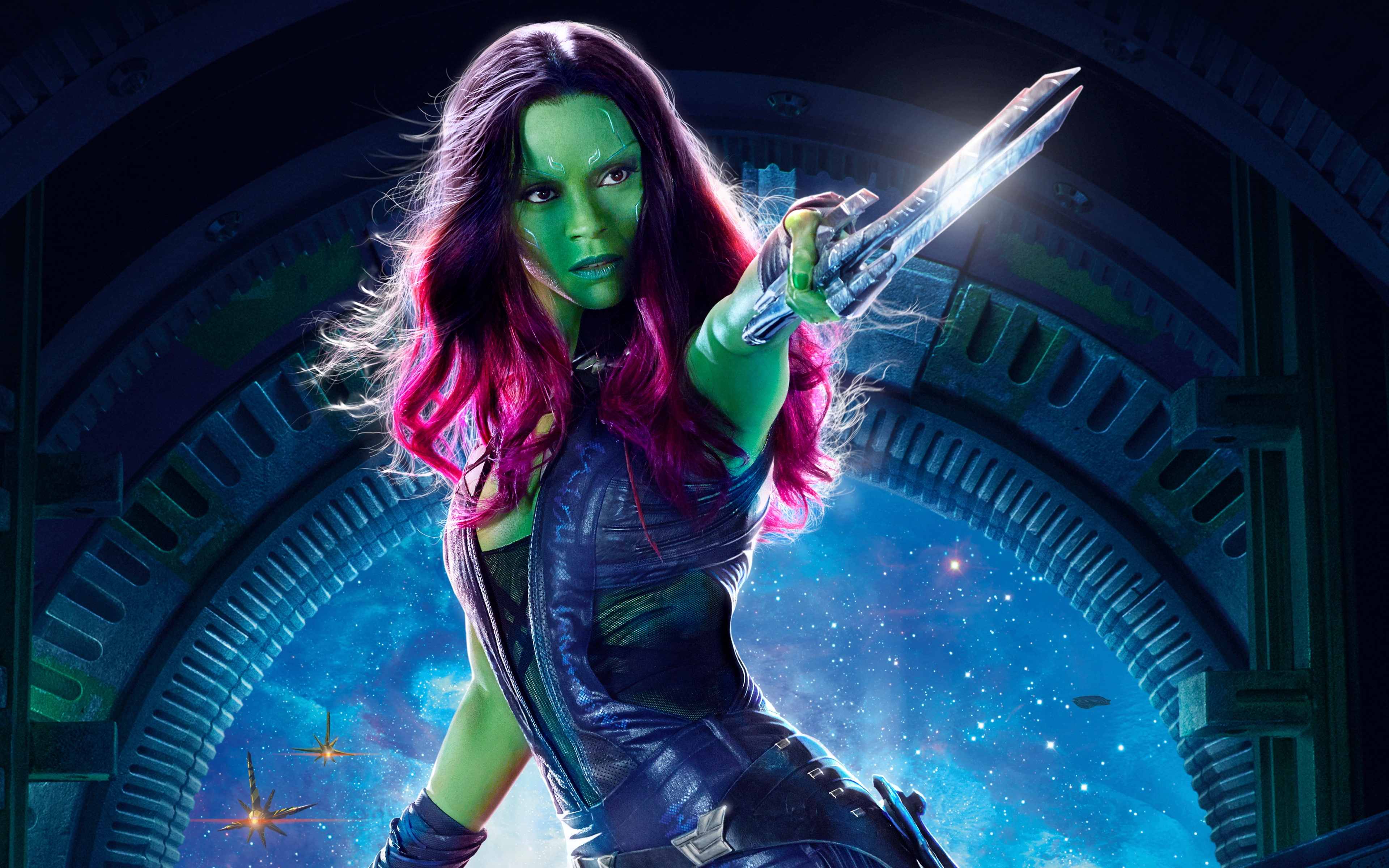 Zoe Saldana, Guardians Of The Galaxy. Part 2, poster, 4K, Gamora, Guardians of the Galaxy Vol. 2, fiction, HD Wallpaper