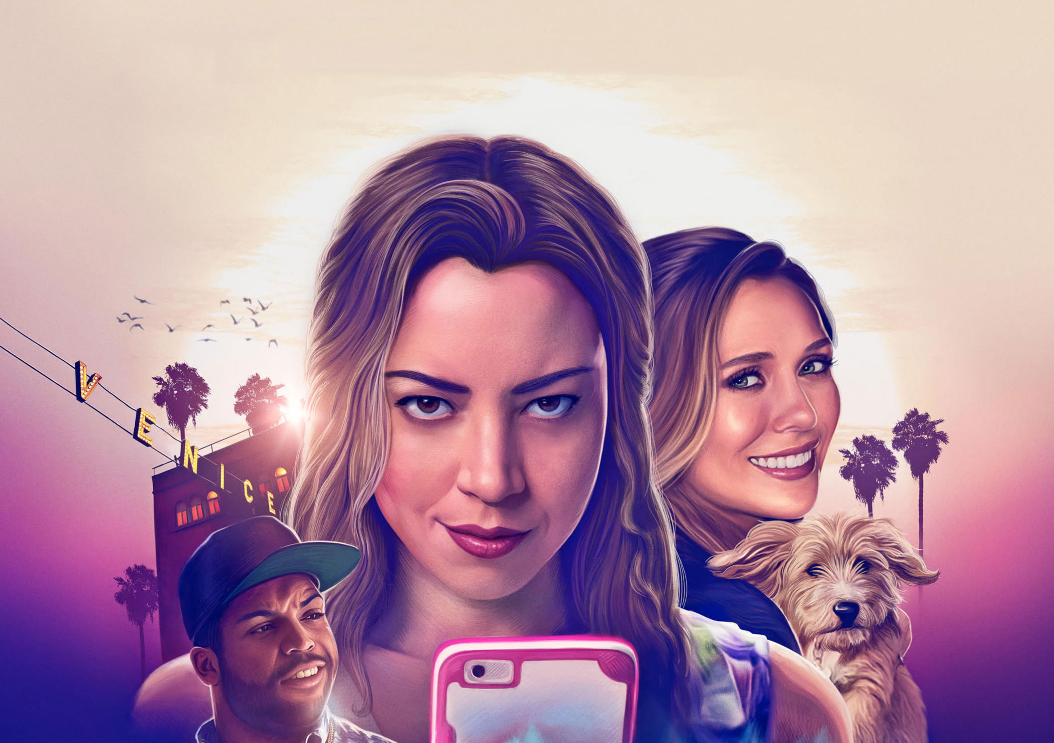 one animal, canine, 1080P, friendship, headshot, domestic animals, mammal, pets, ingrid goes west, young women, hd, 2017 movies, smiling, dog, domestic, HD Wallpaper