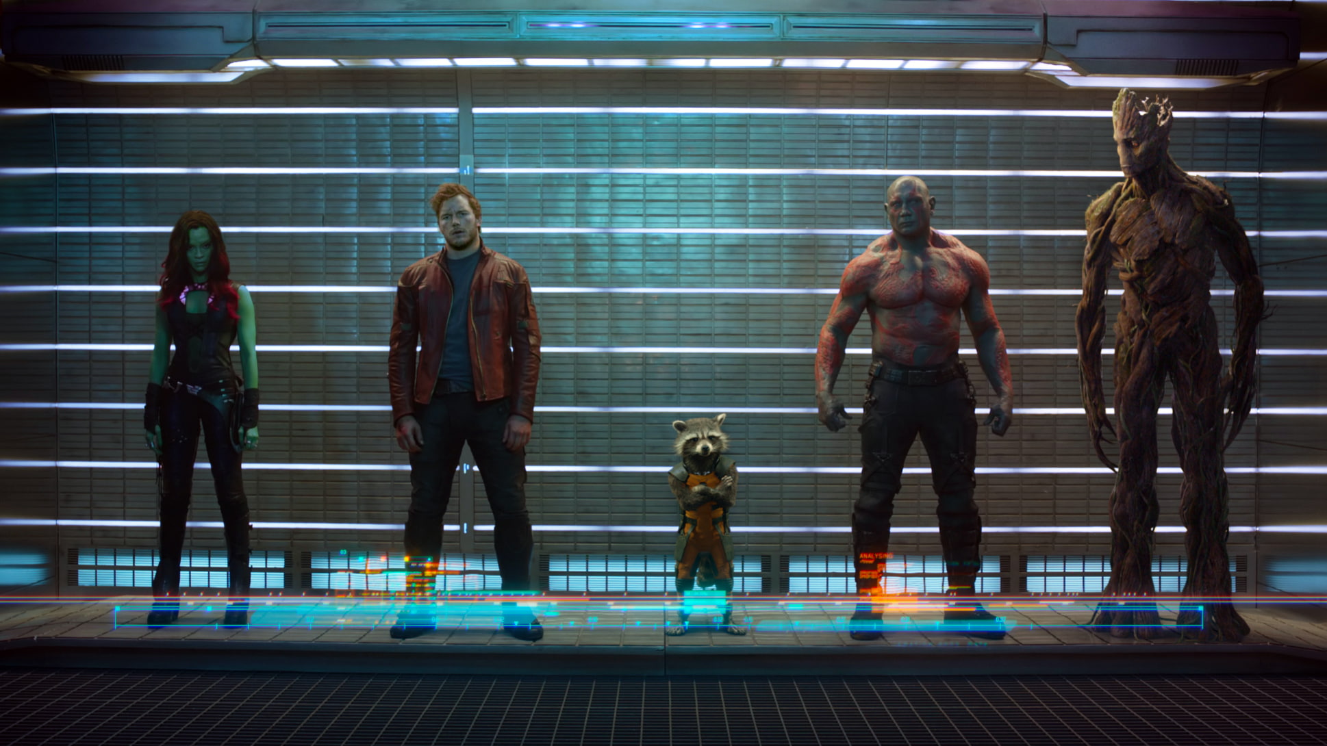 Arthur Douglas, Guardians Of The Galaxy, Groot, 1080P, Gamora, Drax the Destroyer, Rocket Raccoon, fiction, Star-Lord, Zoe Saldana, Peter Quill, HD Wallpaper