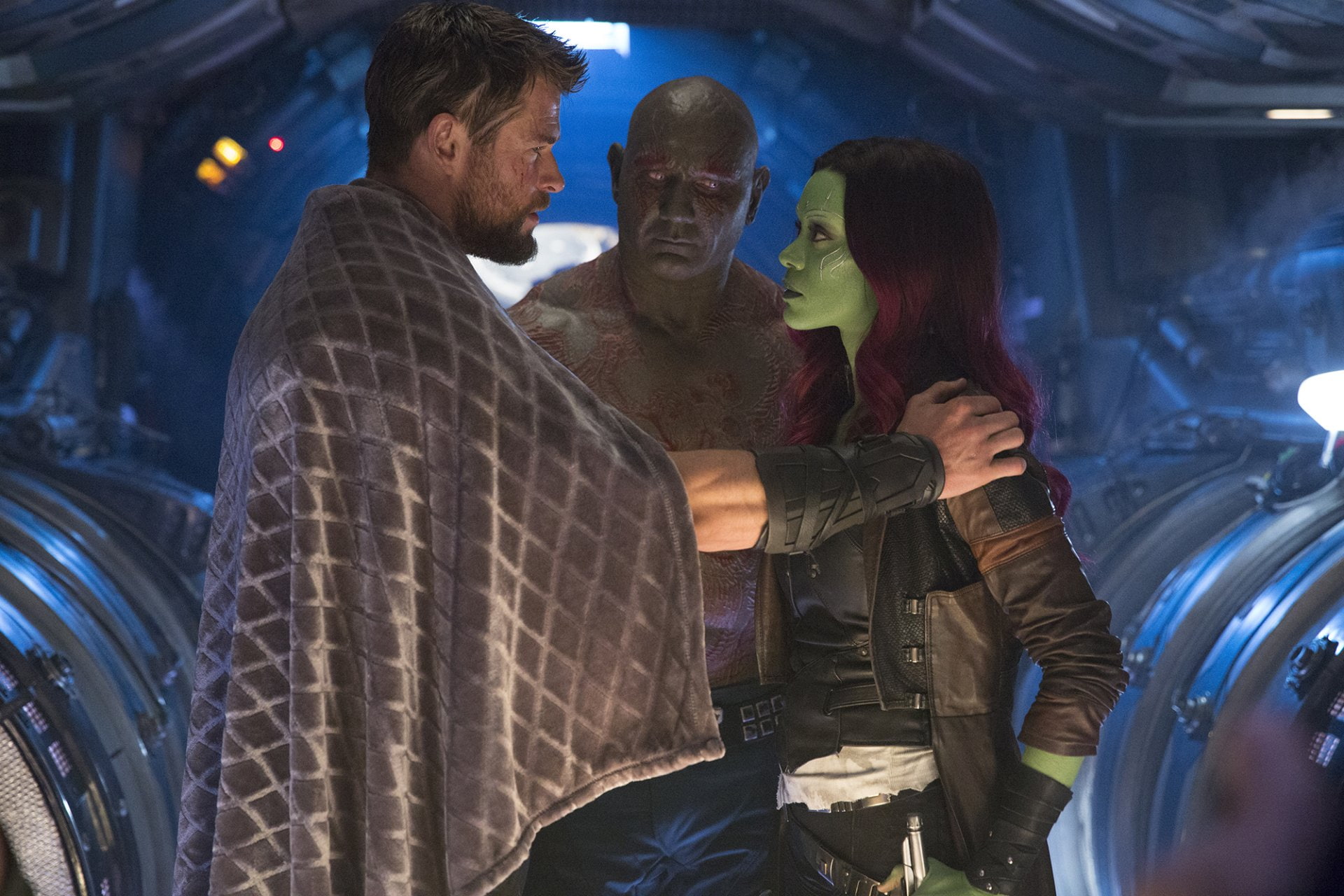 Thor, Zoe Saldana, Avengers: Infinity War, Drax The Destroyer, Chris Hemsworth, Gamora, Dave Bautista, Movie, 1080P, HD Wallpaper