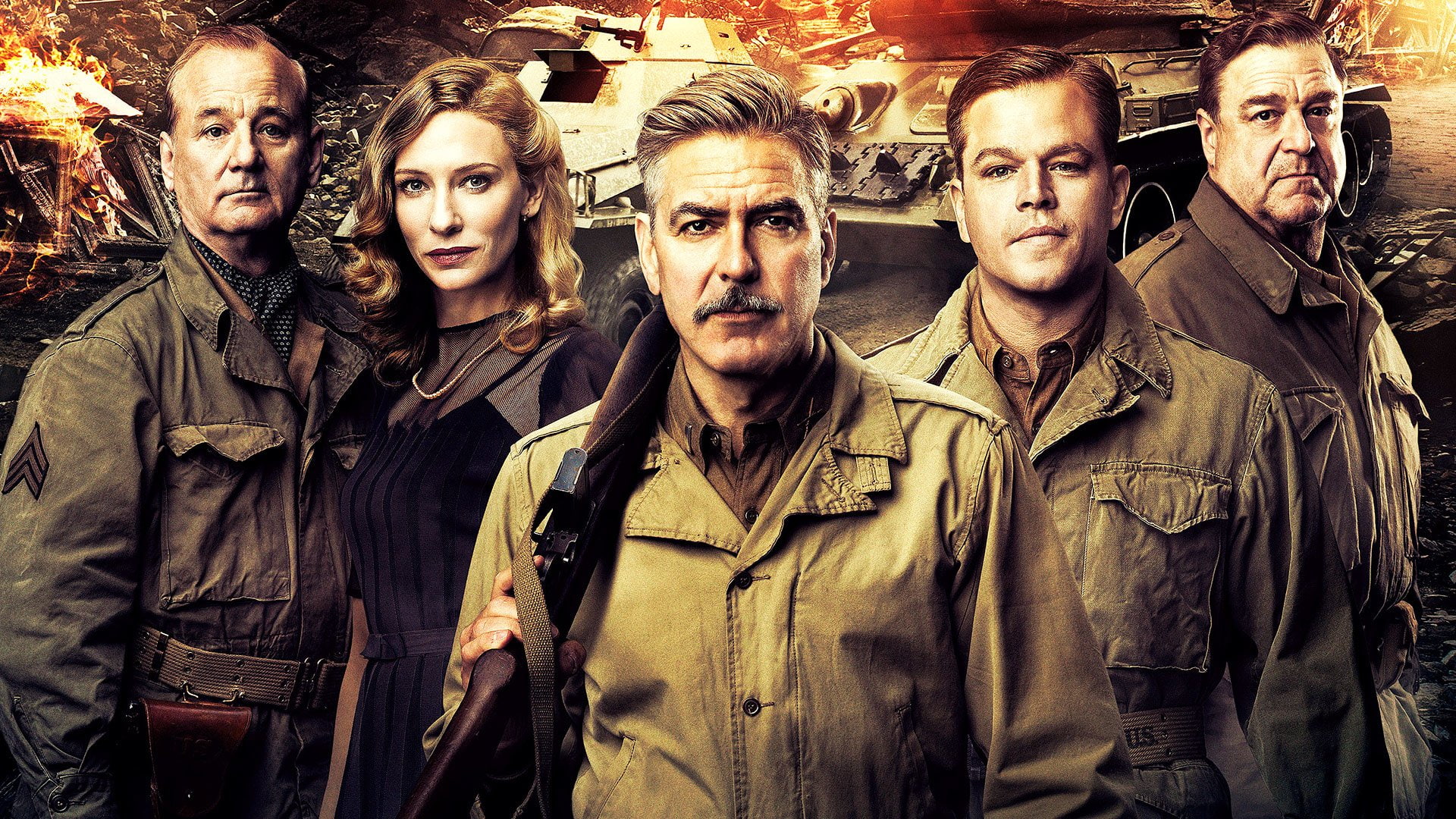 John Goodman, George Clooney, Movie, Bill Murray, 1080P, The Monuments Men, Matt Damon, Cate Blanchett, HD Wallpaper