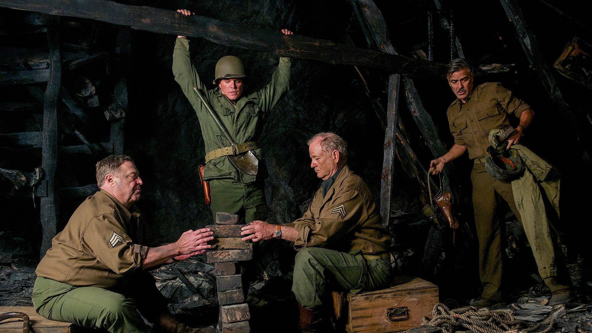 John Goodman, Bill Murray, Movie, 1080P, George Clooney, Matt Damon, The Monuments Men, HD Wallpaper