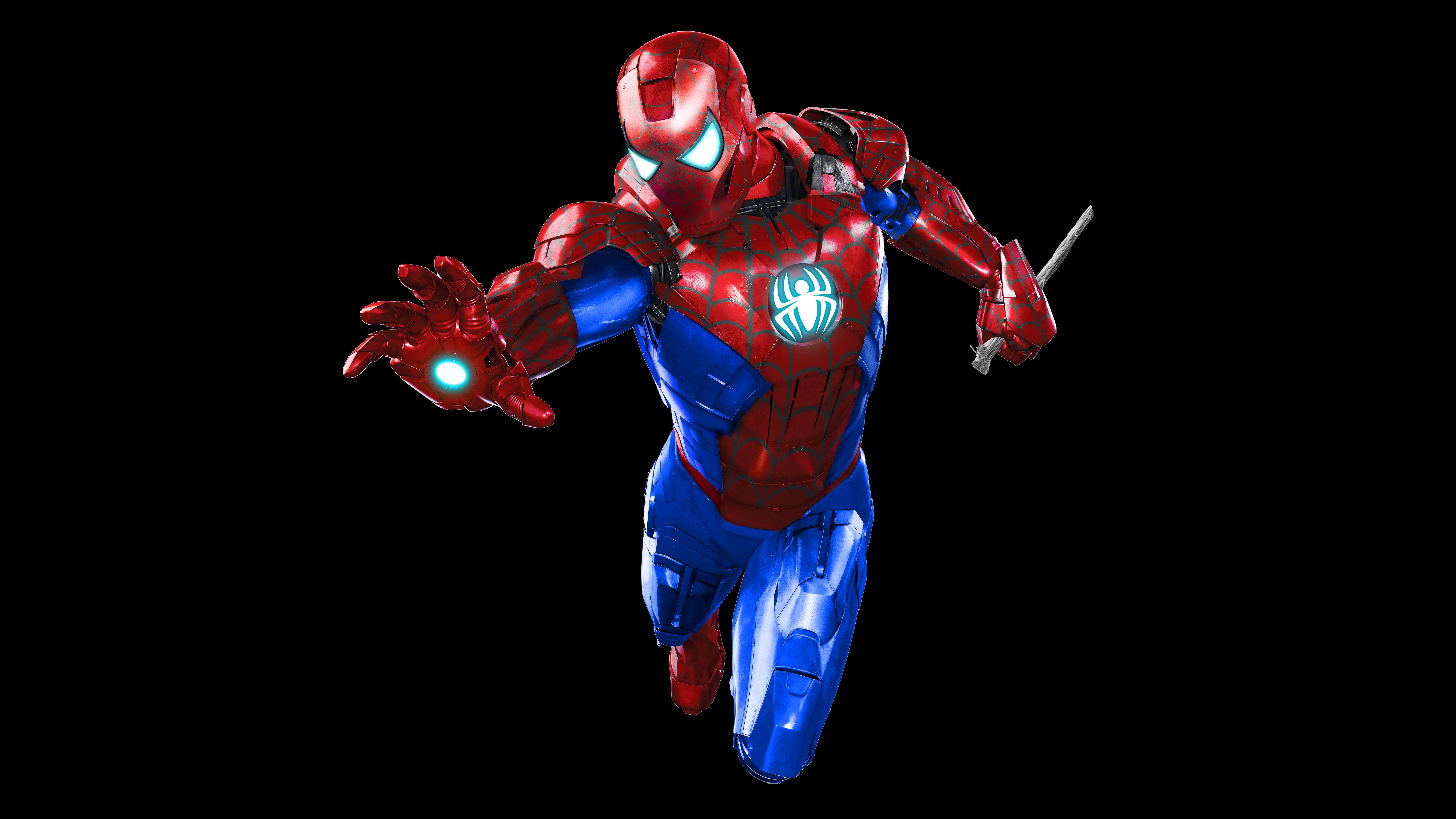 8K, Spider-Man, Dark background, Iron Man, Black, Iron Spider, 4K, 8K, HD Wallpaper
