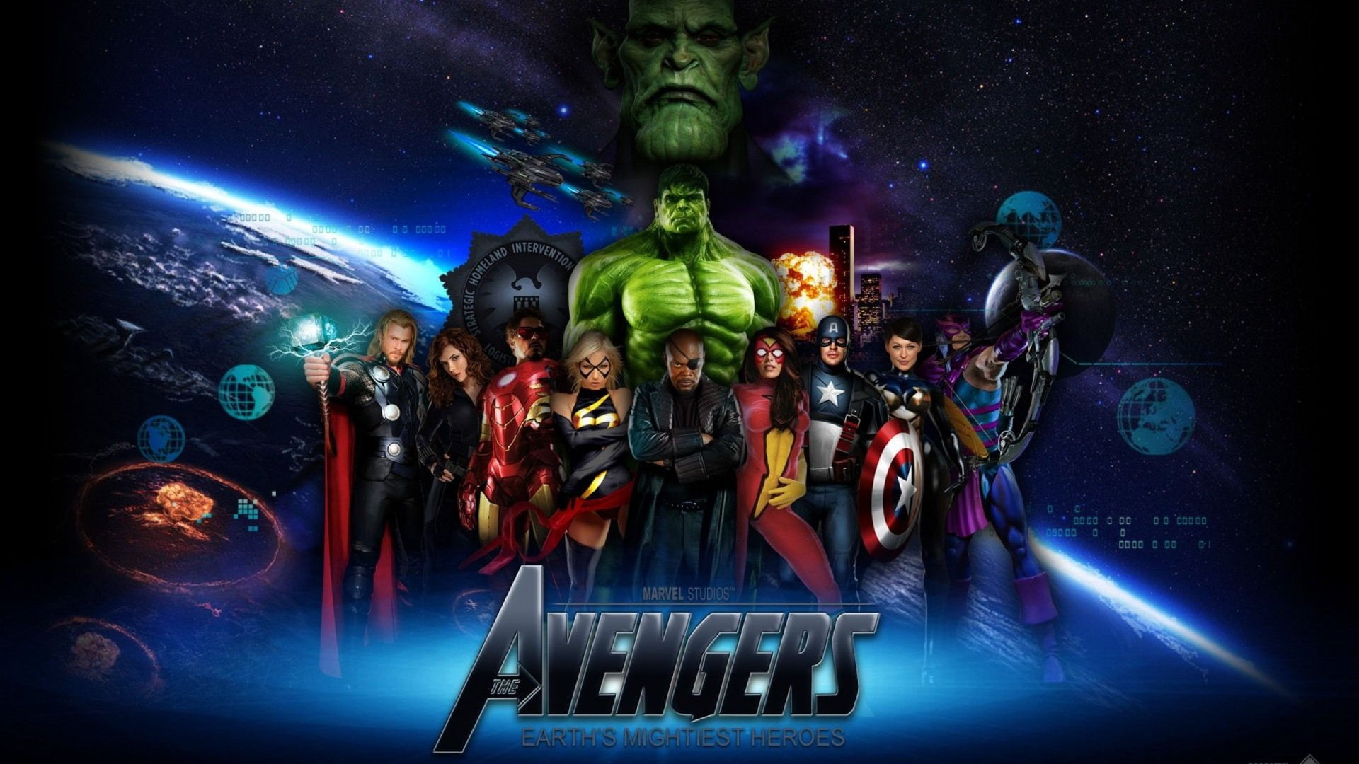 Avengers, Marvel Comics, The Avengers, Hulk, 1080P, Nick Fury, Captain America, Black Widow, Thor, Natasha Romanoff, Hawkeye, Iron Man, HD Wallpaper