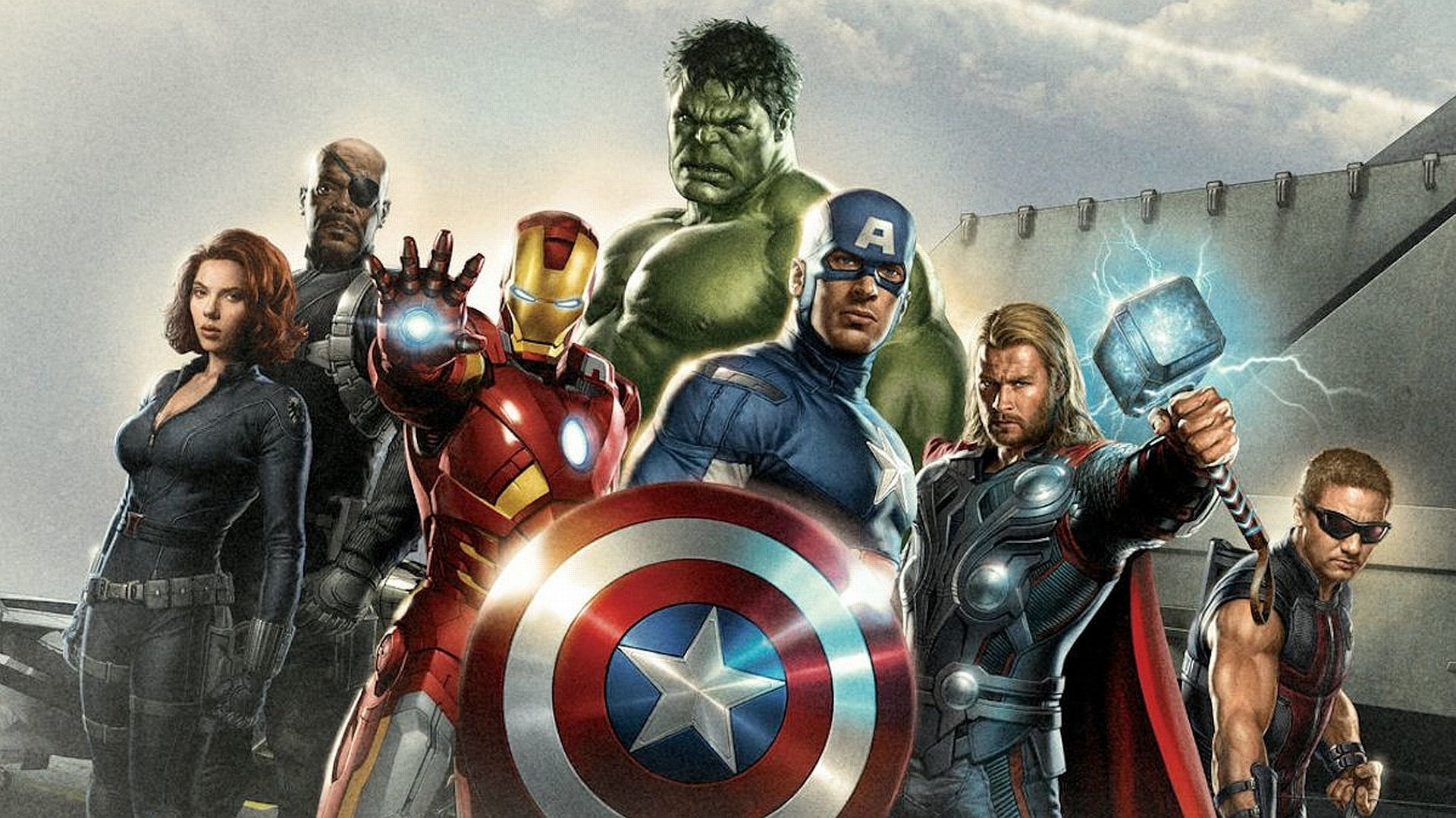 The Avengers, people, indoors, Thor, Nick Fury, mid adult men, illustration, Avengers, women, group of people, crowd, human representation, Iron Man, conflict, HD Wallpaper
