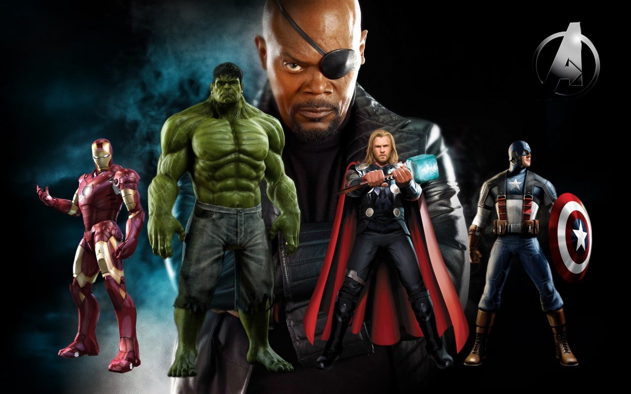 nick, captain, movies, l, hd, jackson, man, avengers, the, iron, samuel, thor, 720P, america, fury, hulk, HD Wallpaper