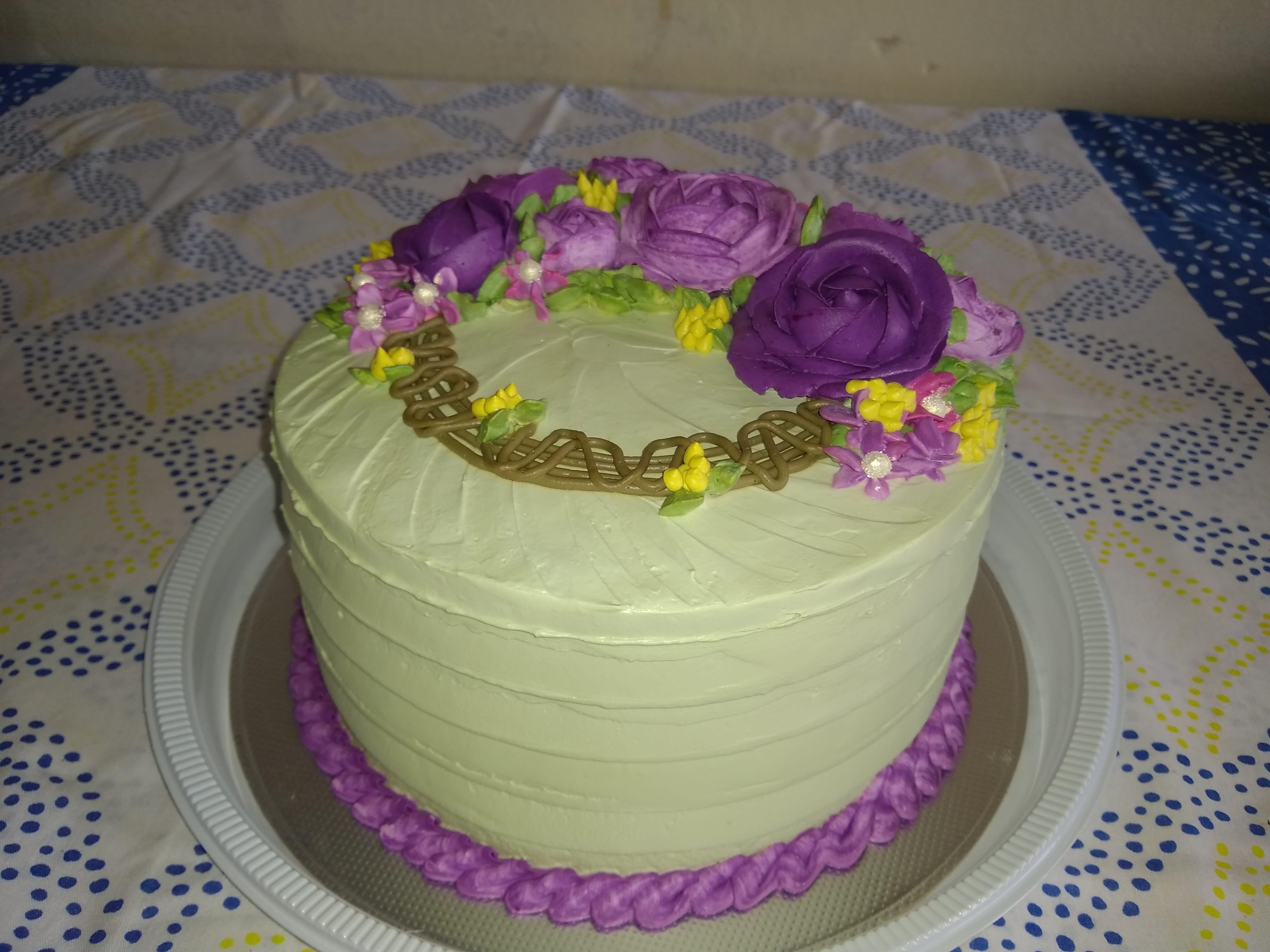 indulgence, dessert, freshness, sweet food, flower, garnish, high angle view, purple, flowering plant, indoors, tablecloth, no people, wedding cake, flowers on cake, HD Wallpaper