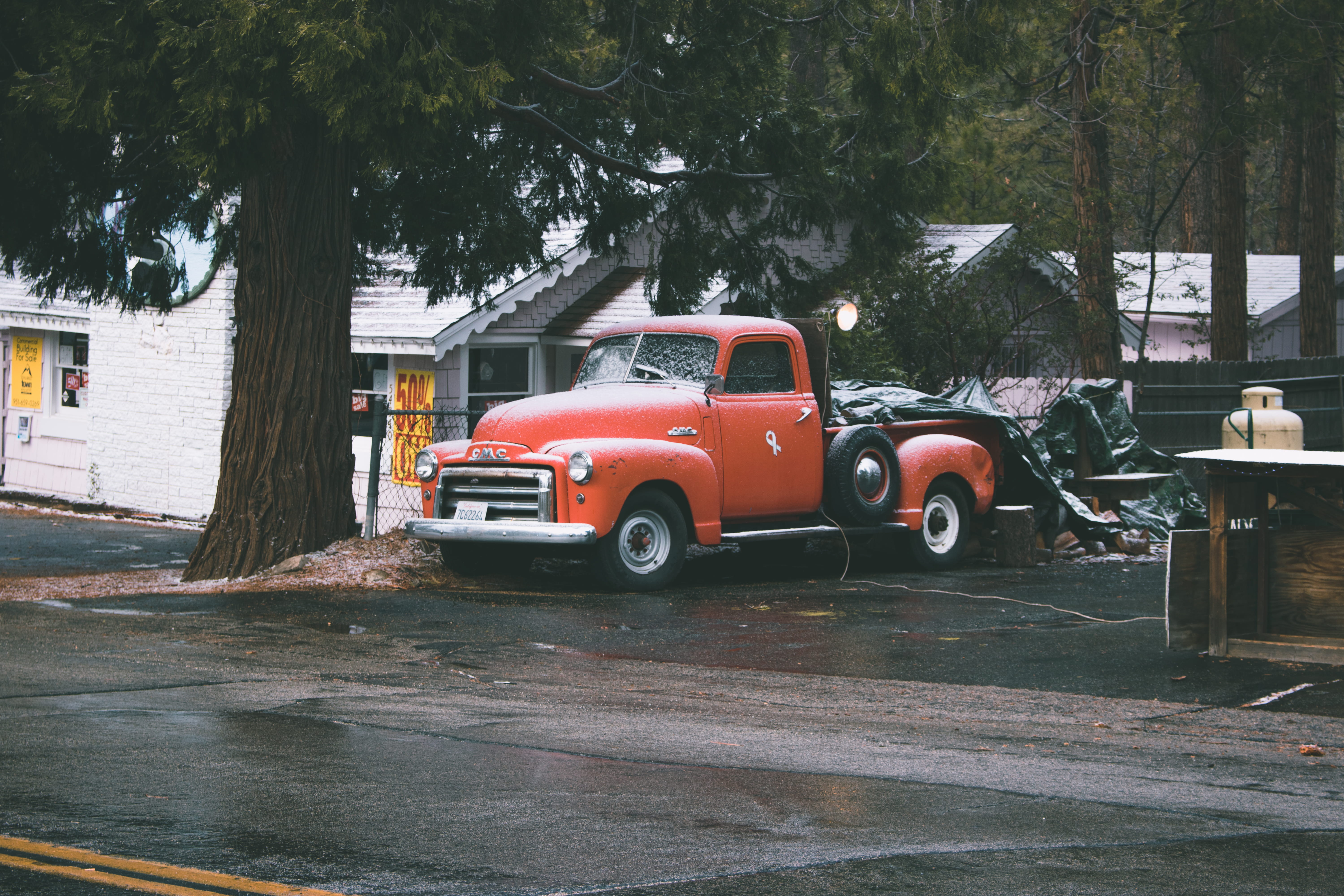 cab, snowplow, outdoors, day, city, single, street, rainy season, no people, vehicle, transportation, nature, idyllwild, village, idyllwild-pine cove, bulldozer, HD Wallpaper