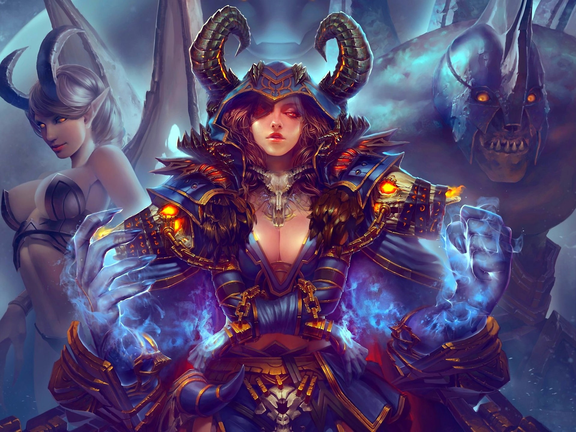 Monster, game, Painting, illustration, Warcraft, Art, character, World, 1080P, Girl, HD Wallpaper