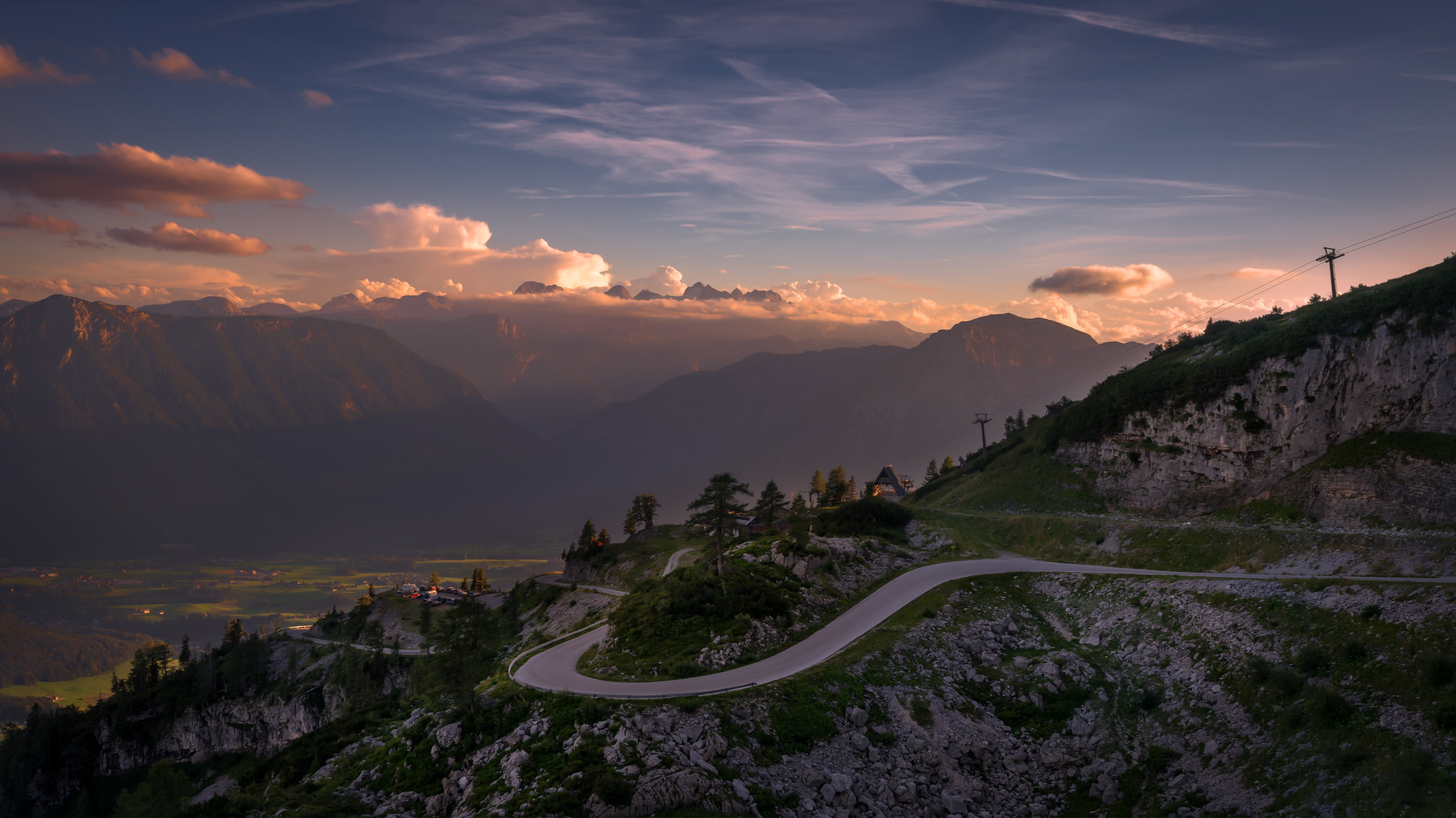 nature, 2K, road, sky, mountains, chemtrails, HD Wallpaper