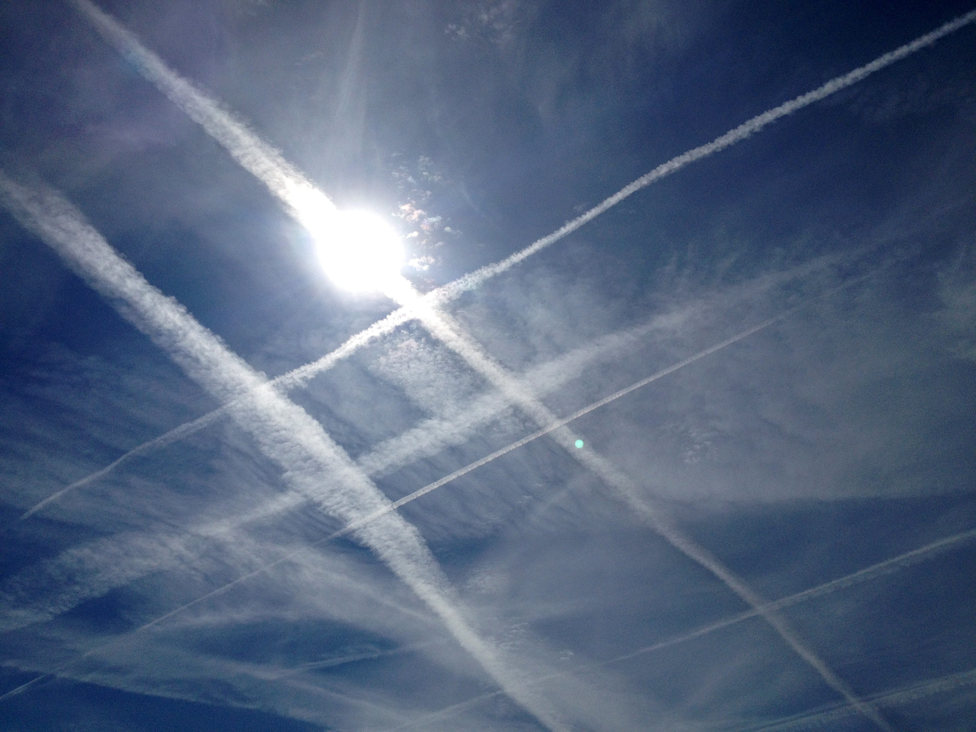 sunny, scenics - nature, low angle view, sunlight, lens flare, blue, shiny, nature, bright, italy, chemtrails, sunbeam, sky, cloud - sky, outdoors, beauty in nature, HD Wallpaper