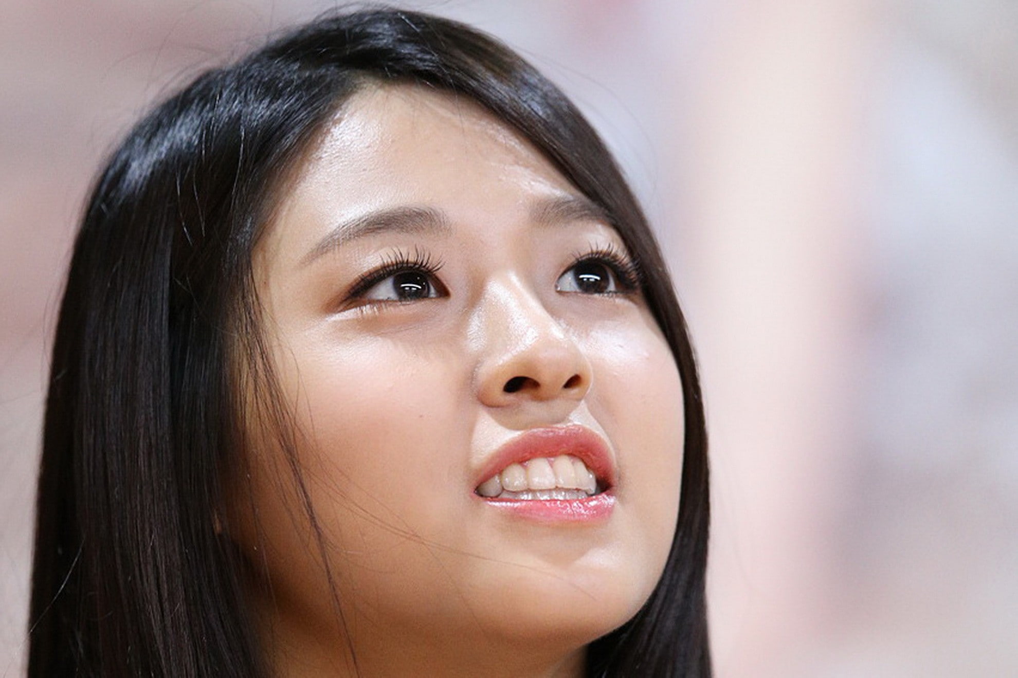 brown eyes, Seolhyun, 1080P, teeth, face, looking up, black hair, AOA, women, Asian, HD Wallpaper