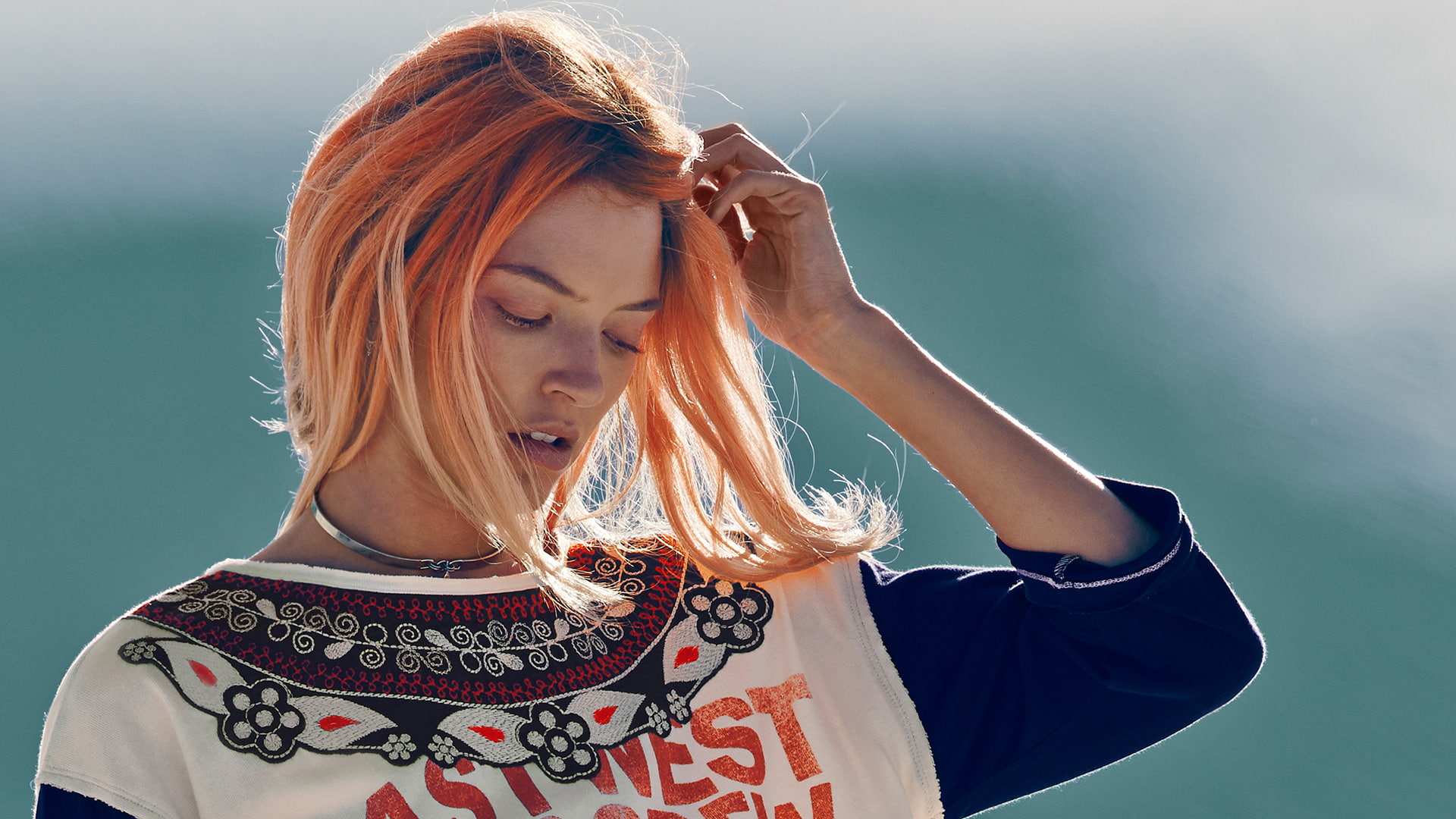 1080P, Martha Hunt, blonde, skinny, celebrity, redhead, model, blue, women, eyes, HD Wallpaper