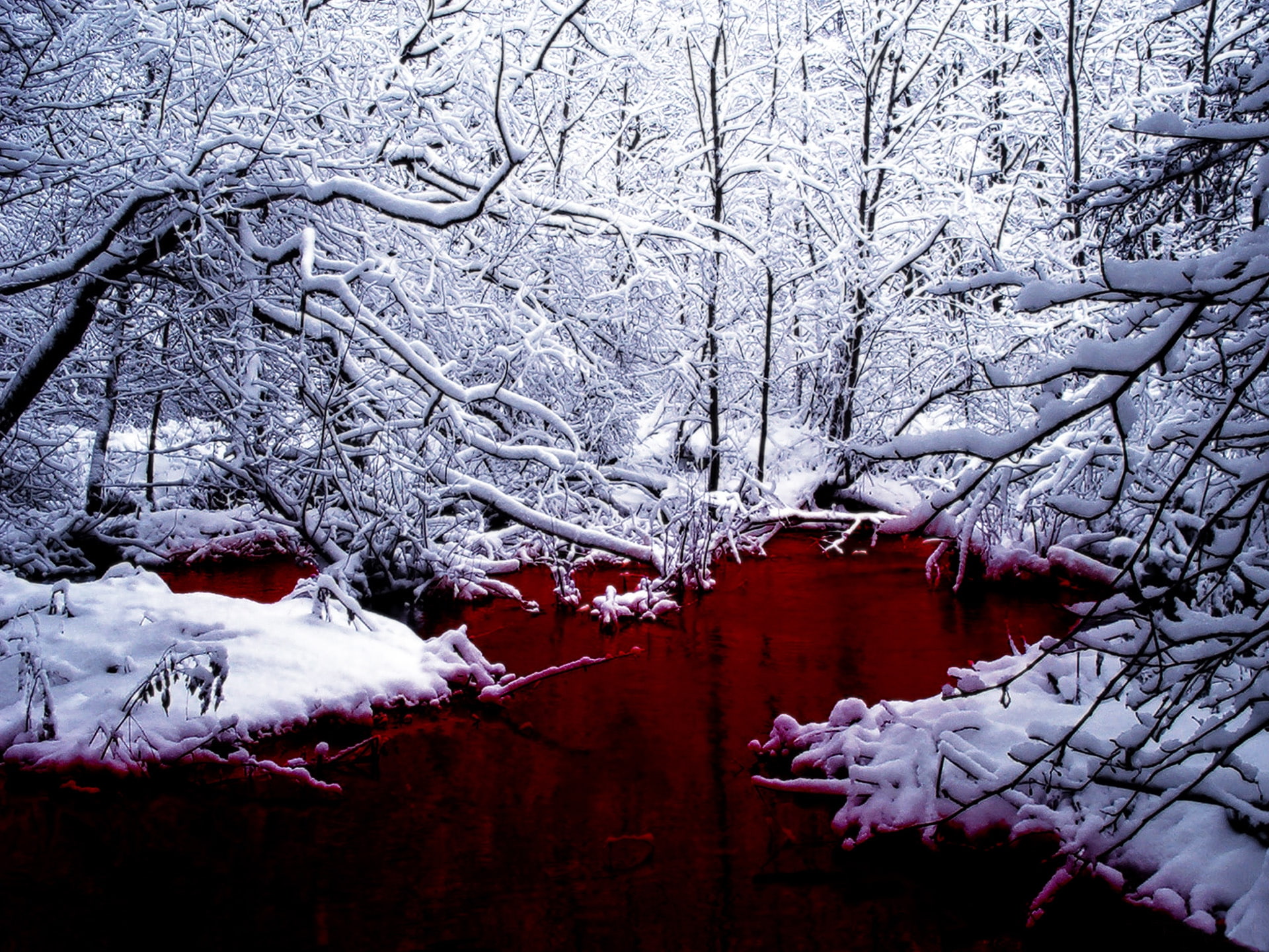 hd, lakes, nature, x, art, 1080P, snow, blood, HD Wallpaper