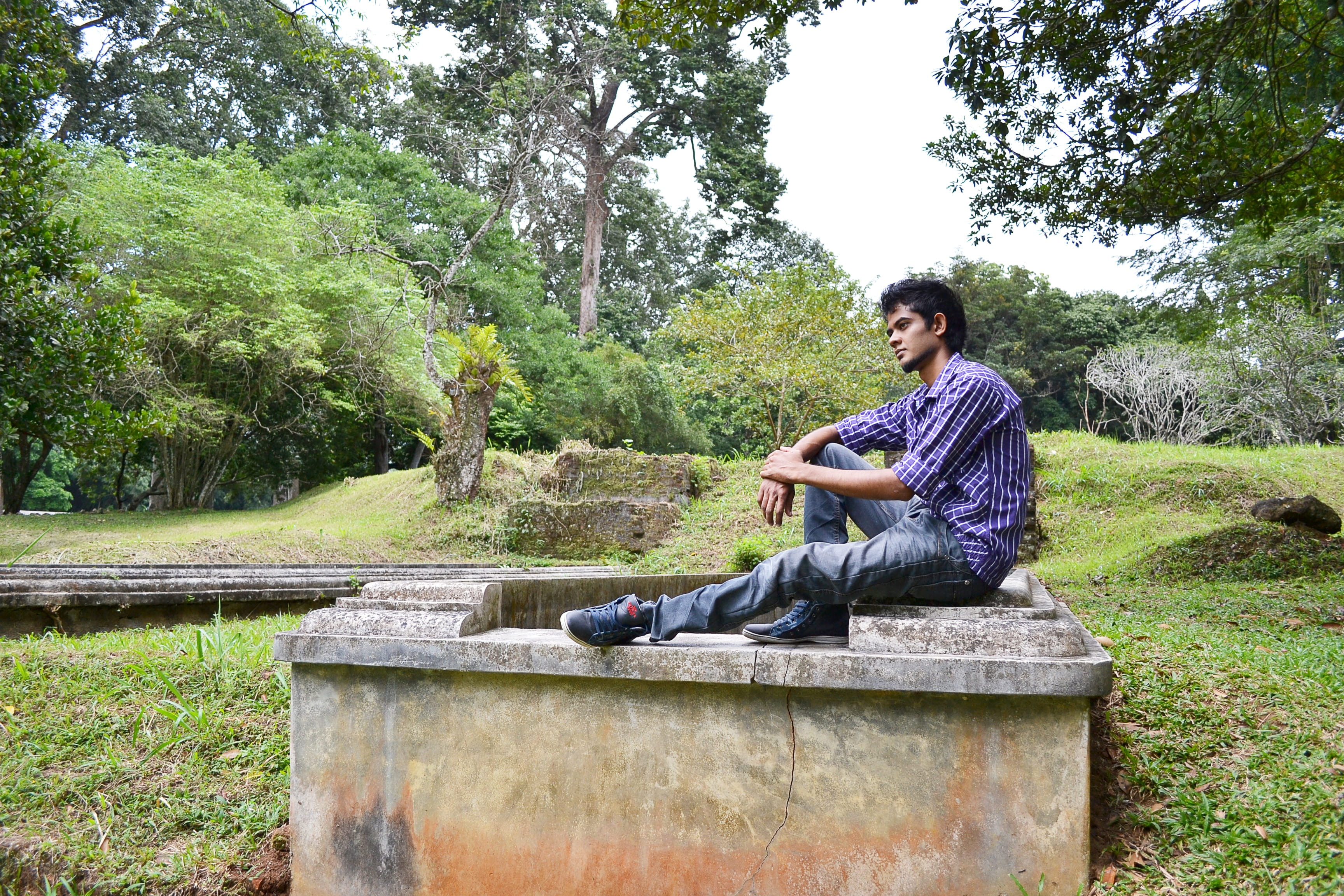 day, three quarter length, sri lanka, contemplation, forest, sitting, adult, plant, surface, jeans, Youth, men, adults only, concrete, nature, boy, sri lankan, HD Wallpaper