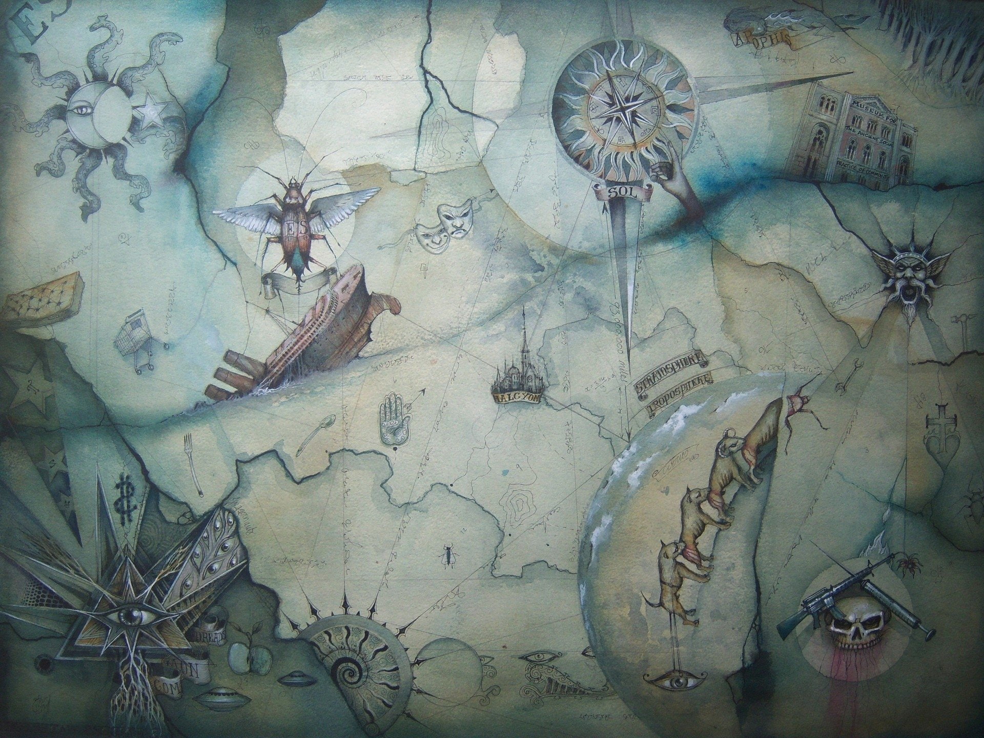 Enter Shikari, Band (Music), 1080P, Map, Pirate, Dark, HD Wallpaper