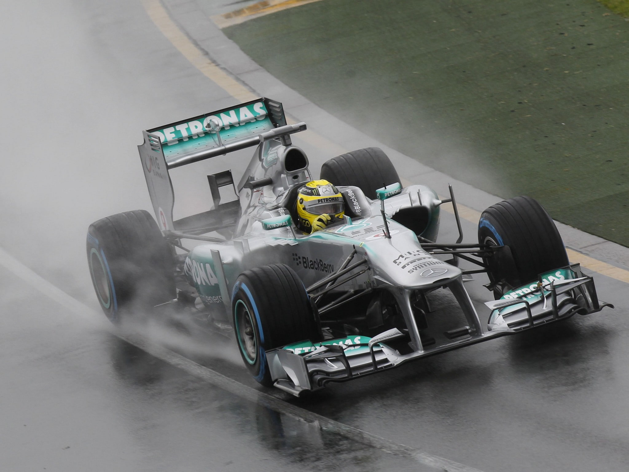 g p, formula, 1080P, mercedes, mgp, race, rain, w04, 2013, racing, HD Wallpaper
