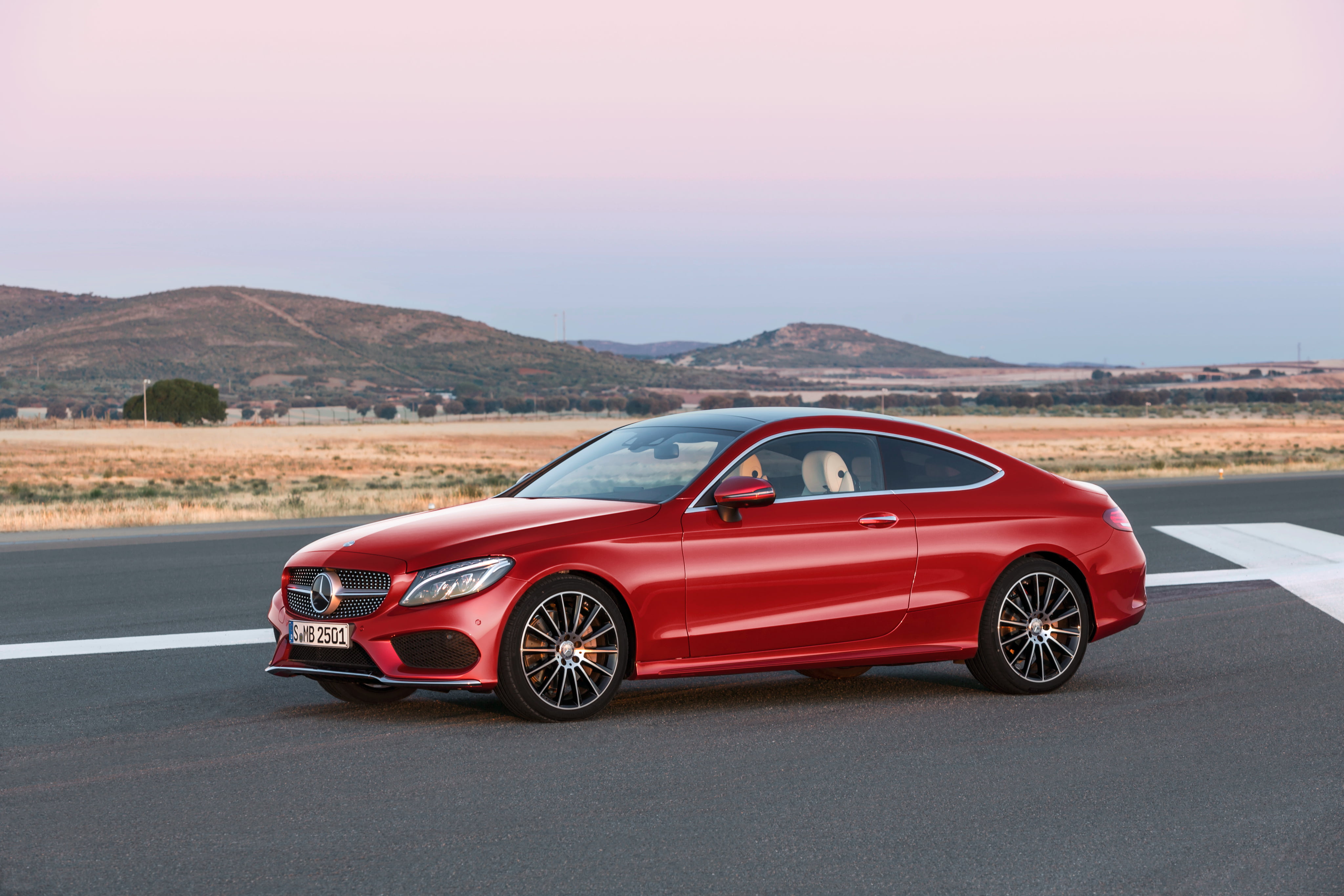 Mercedes, motor vehicle, Coupe, convertible, transportation, sports car, road trip, Mercedes-Benz, no people, 2015, land vehicle, outdoors, mountain, C205, HD Wallpaper