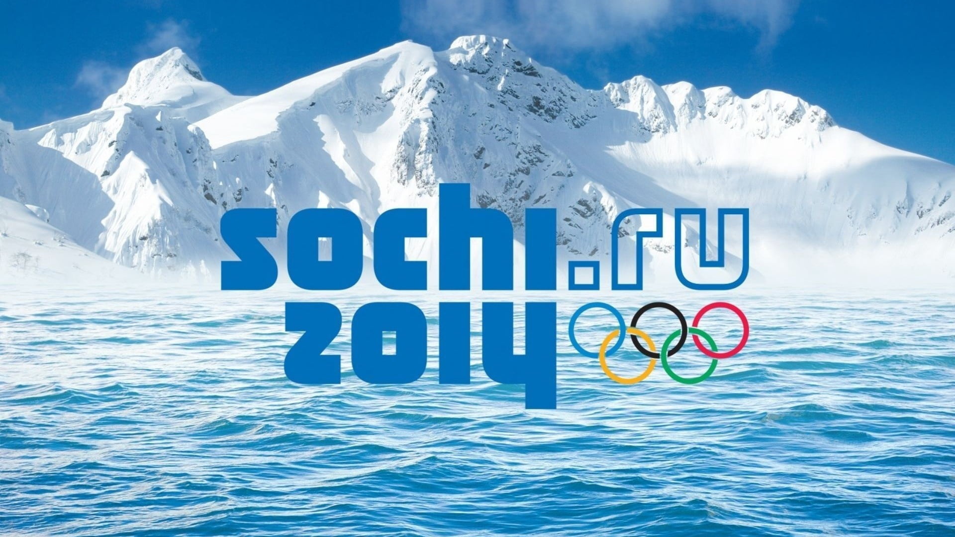 snow, capped, vacations, 1080P, day, season, scenics - nature, mountain, olympics, water, environment, scenics, communication, landscape, blue, sochi 2014, HD Wallpaper