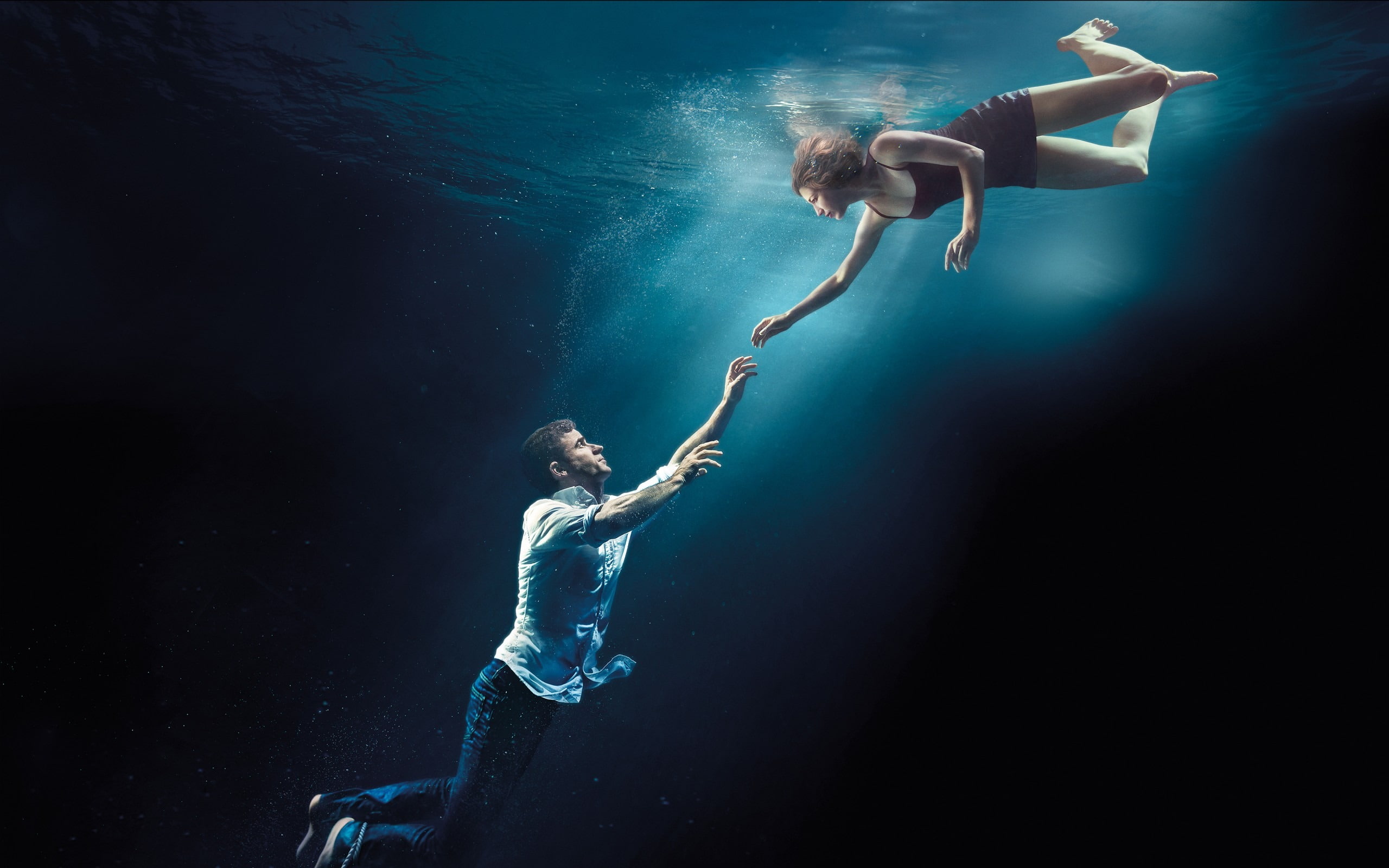 arms raised, movie, nature, clothing, young women, hd, limb, swimming, adult, human body part, undersea, leftovers, two people, people, beautiful woman, HD Wallpaper