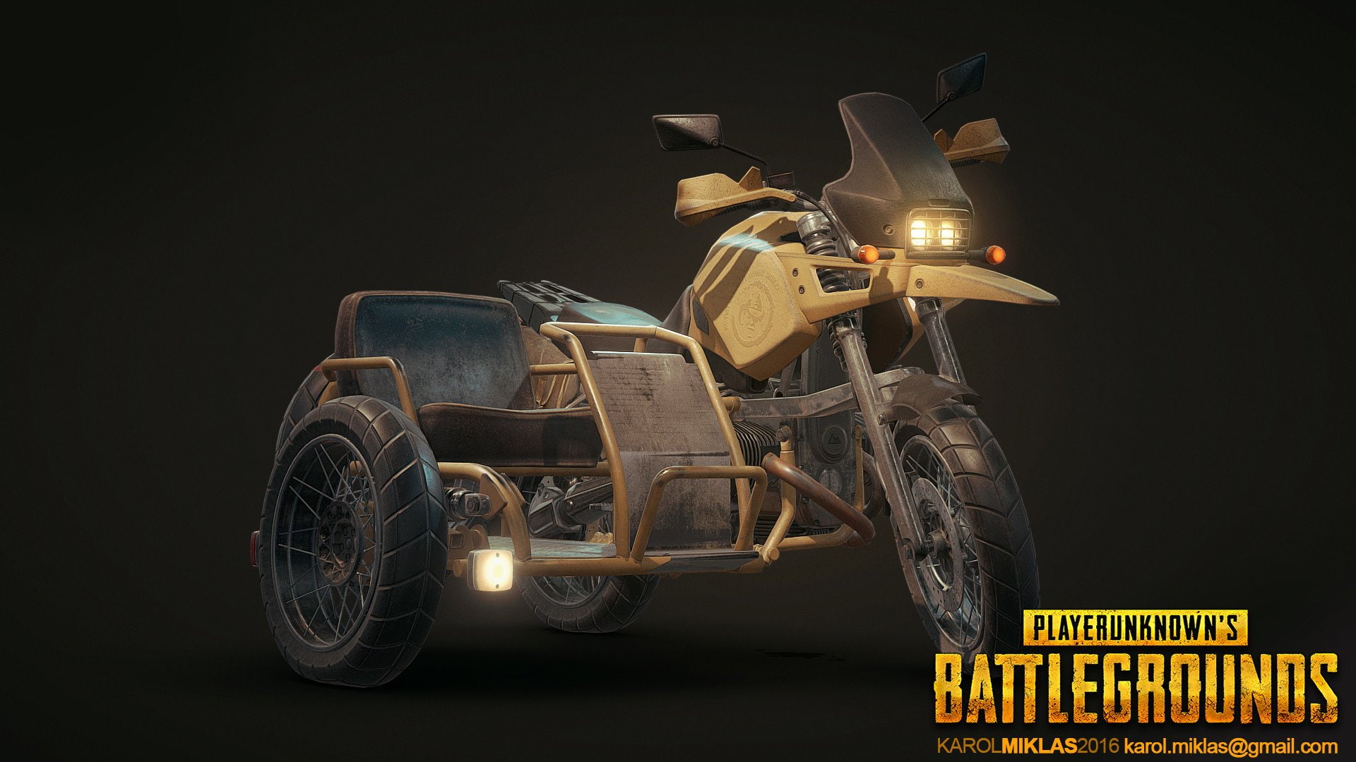 night, motorcycle, land vehicle, 1080P, customized, PlayerUnknowns Battlegrounds, mode of transportation, Video Game, black background, antique, studio shot, HD Wallpaper
