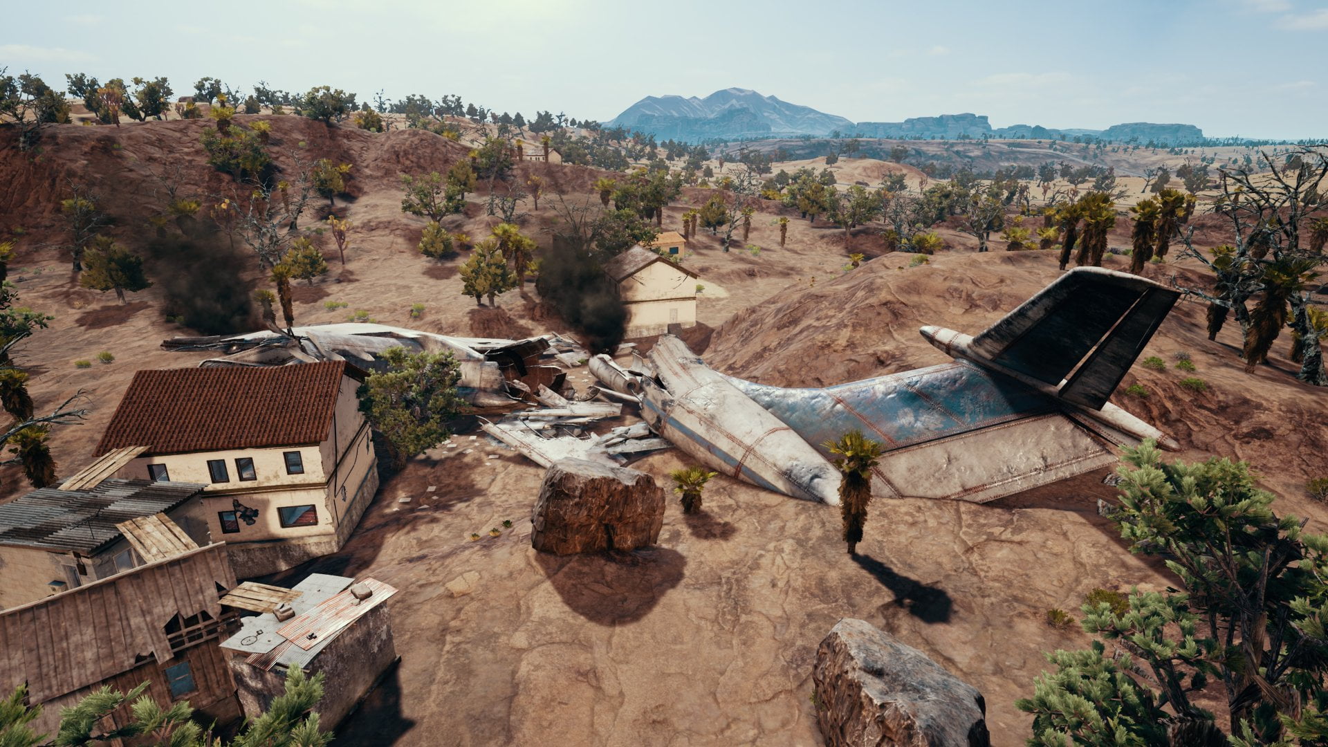 high angle view, PlayerUnknowns Battlegrounds, nature, scenics - nature, building exterior, sunlight, tree, plant, architecture, land, building, landscape, HD Wallpaper