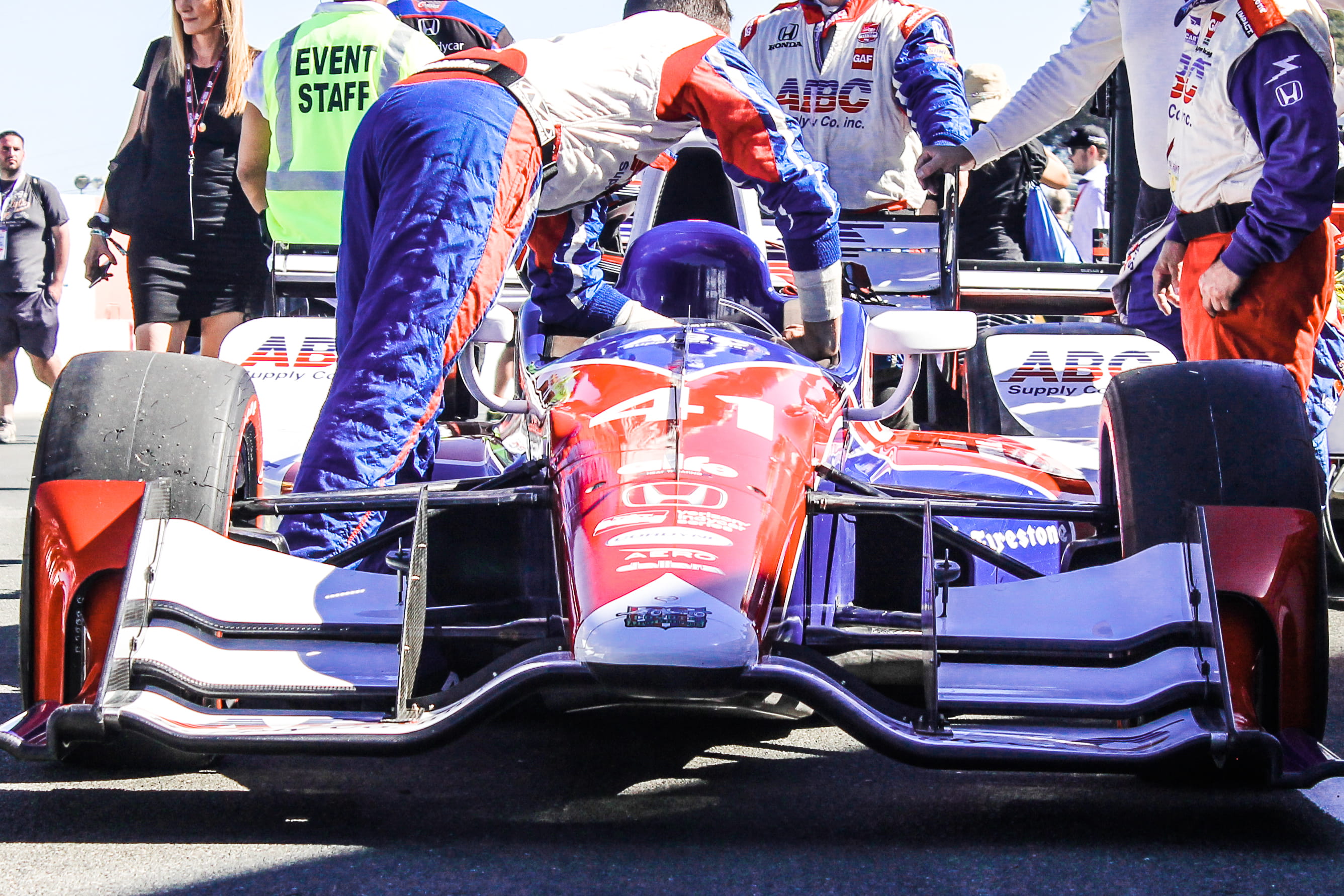 car, california, land vehicle, transportation, foyt, street, rear view, mechanic, sonoma raceway, text, indycar, outdoors, 2K, communication, petaluma, HD Wallpaper