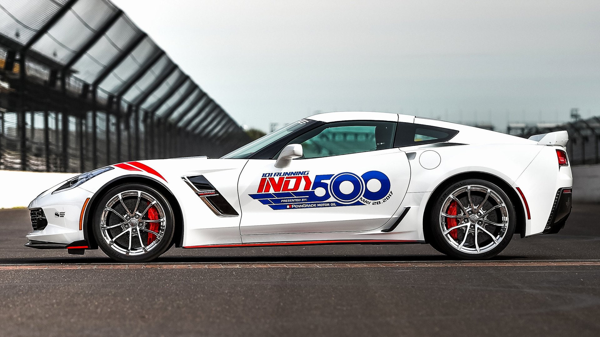 IndyCar, Chevrolet Corvette (C7), Chevrolet, 1080P, Car, Sport Car, Safety Car, White Car, HD Wallpaper