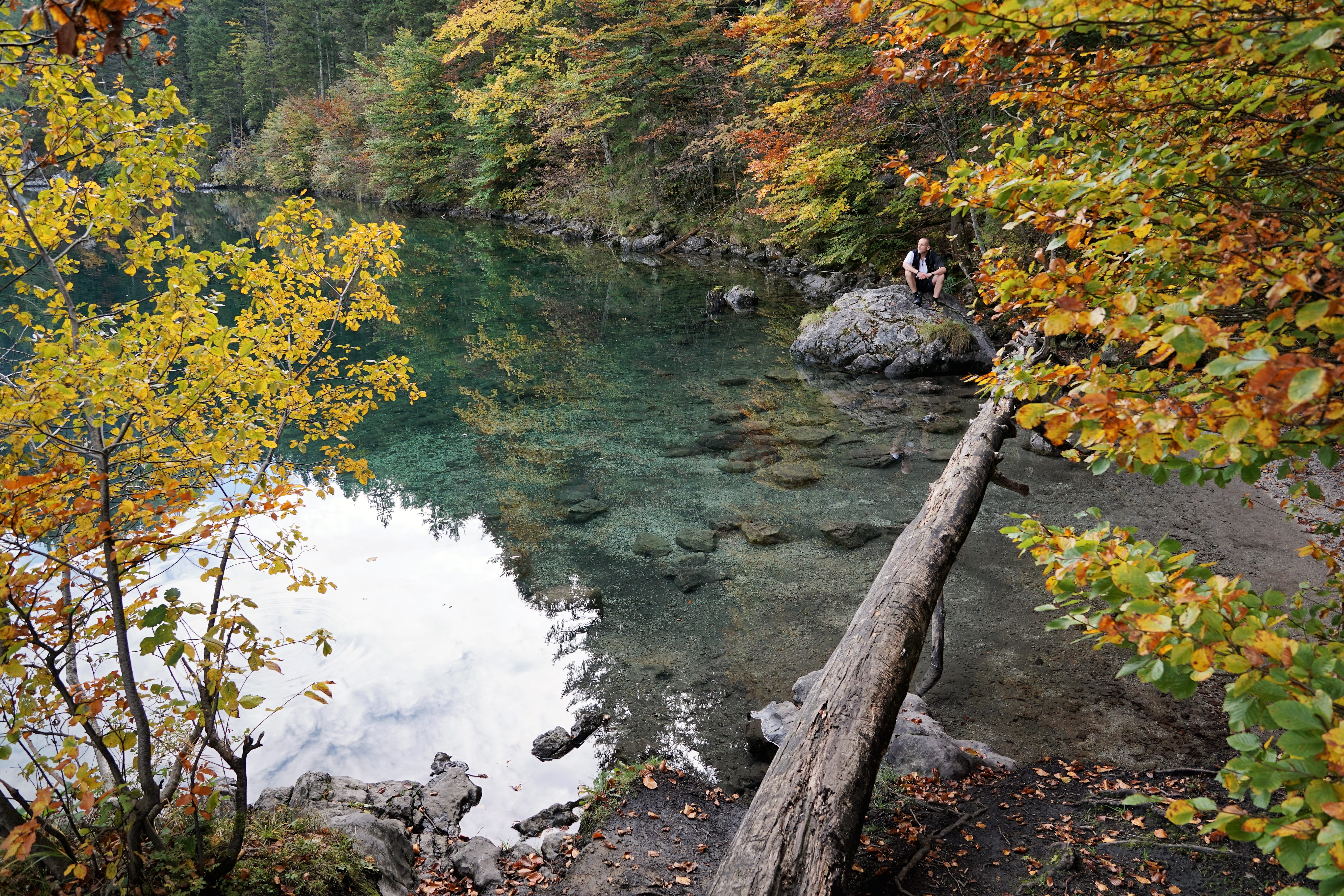 tranquil scene, turquoise, body, non-urban scene, flowing water, green, waters, hike, luck, stones, idyll, autumn, water, bank, mountain landscape, sea, HD Wallpaper