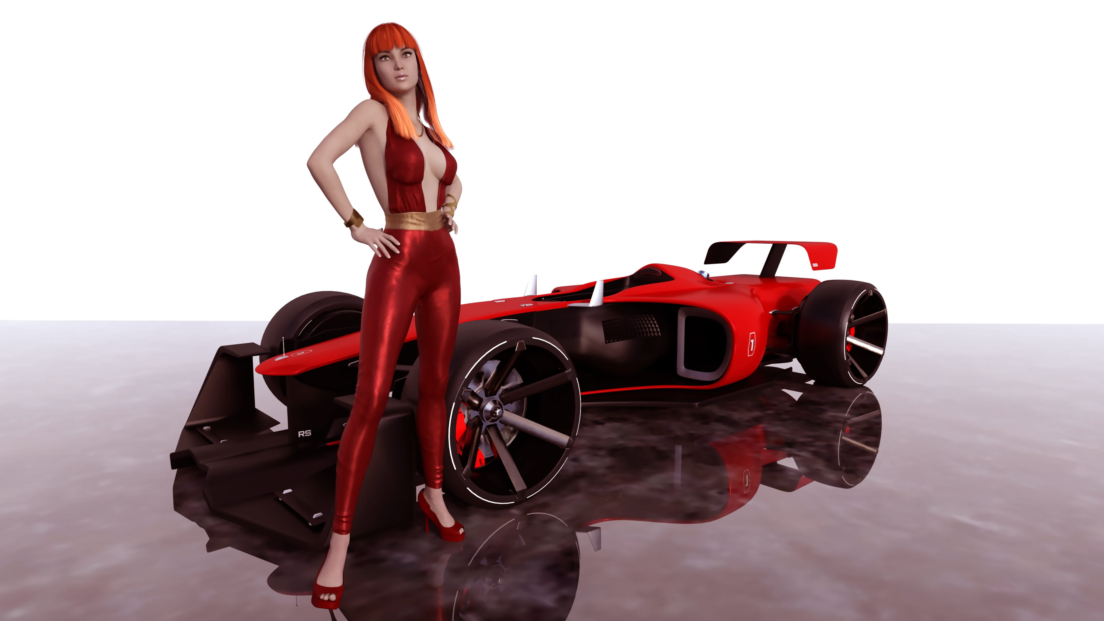 ps, f, adult, racing, f1, female, women, pit babes, fashion, motorsport, woman, fast, tuning, young adult, standing, one person, females, mid adult, car, HD Wallpaper