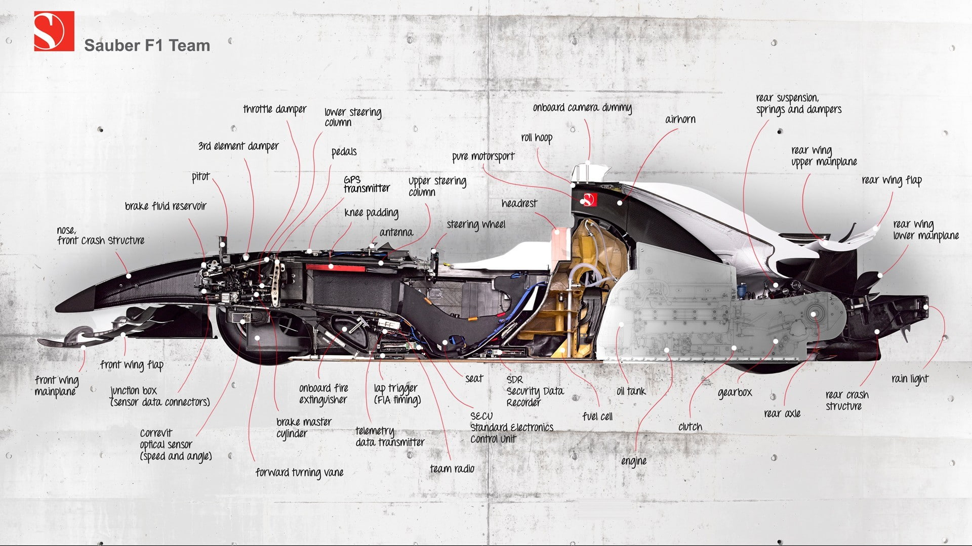 1080P, Sauber, Motorsports, race cars, Cross Section, Formula 1, HD Wallpaper