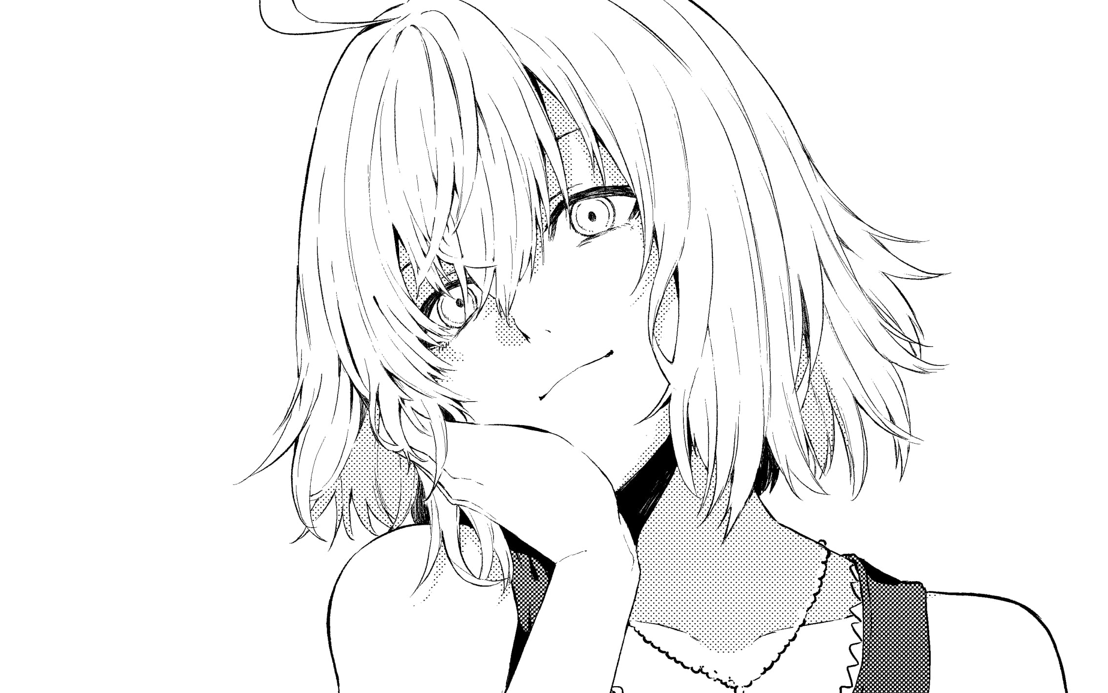 short hair, Jeanne (Alter) (Fate/Grand Order), Mobile Game, Fate Series, anime girls, 1080P, Fate/Grand Order, Avenger (Fate/Grand Order), monochrome, HD Wallpaper