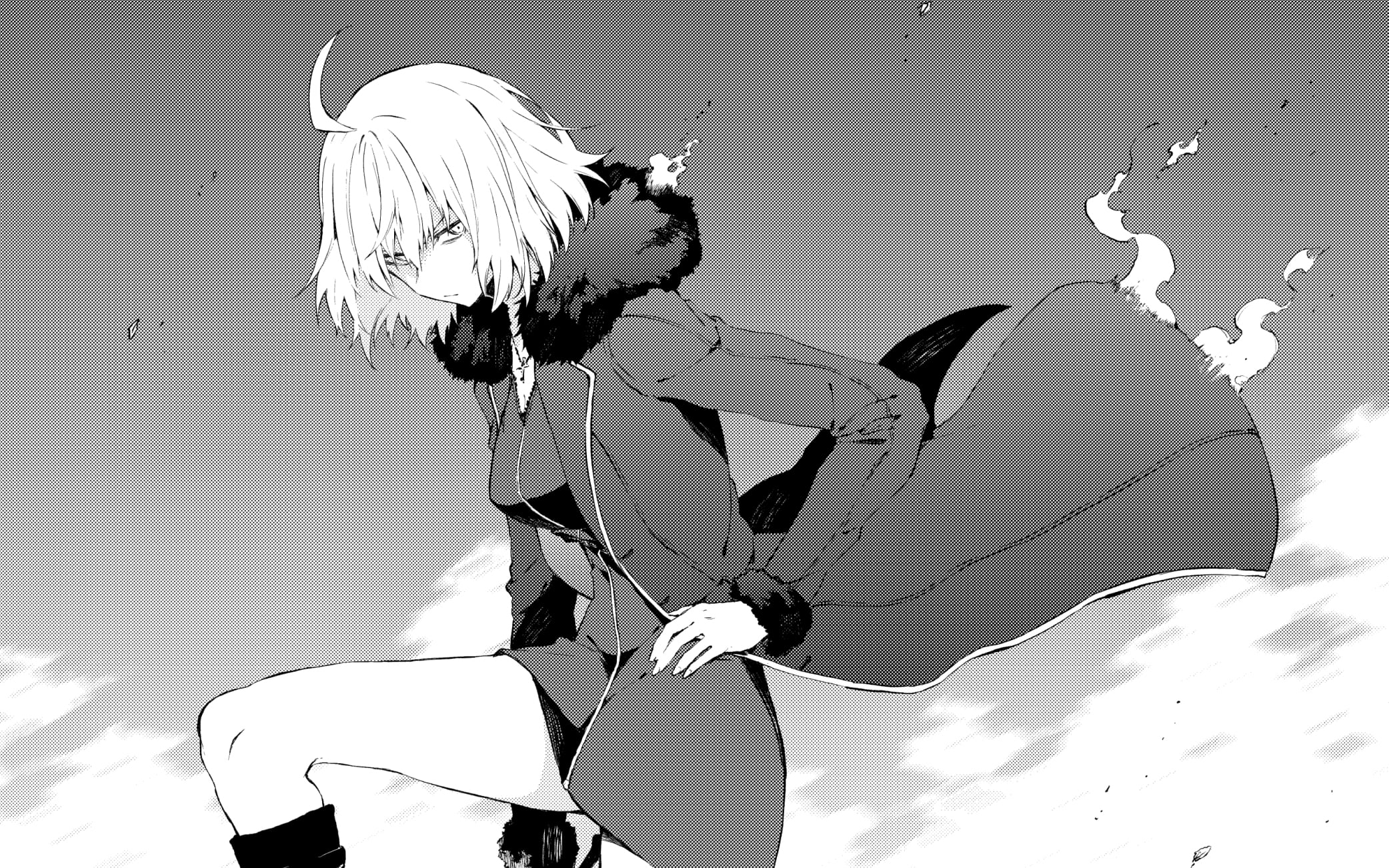 Fate/Grand Order, short hair, monochrome, Fate Series, 1080P, Avenger (Fate/Grand Order), anime girls, Mobile Game, Jeanne (Alter) (Fate/Grand Order), HD Wallpaper