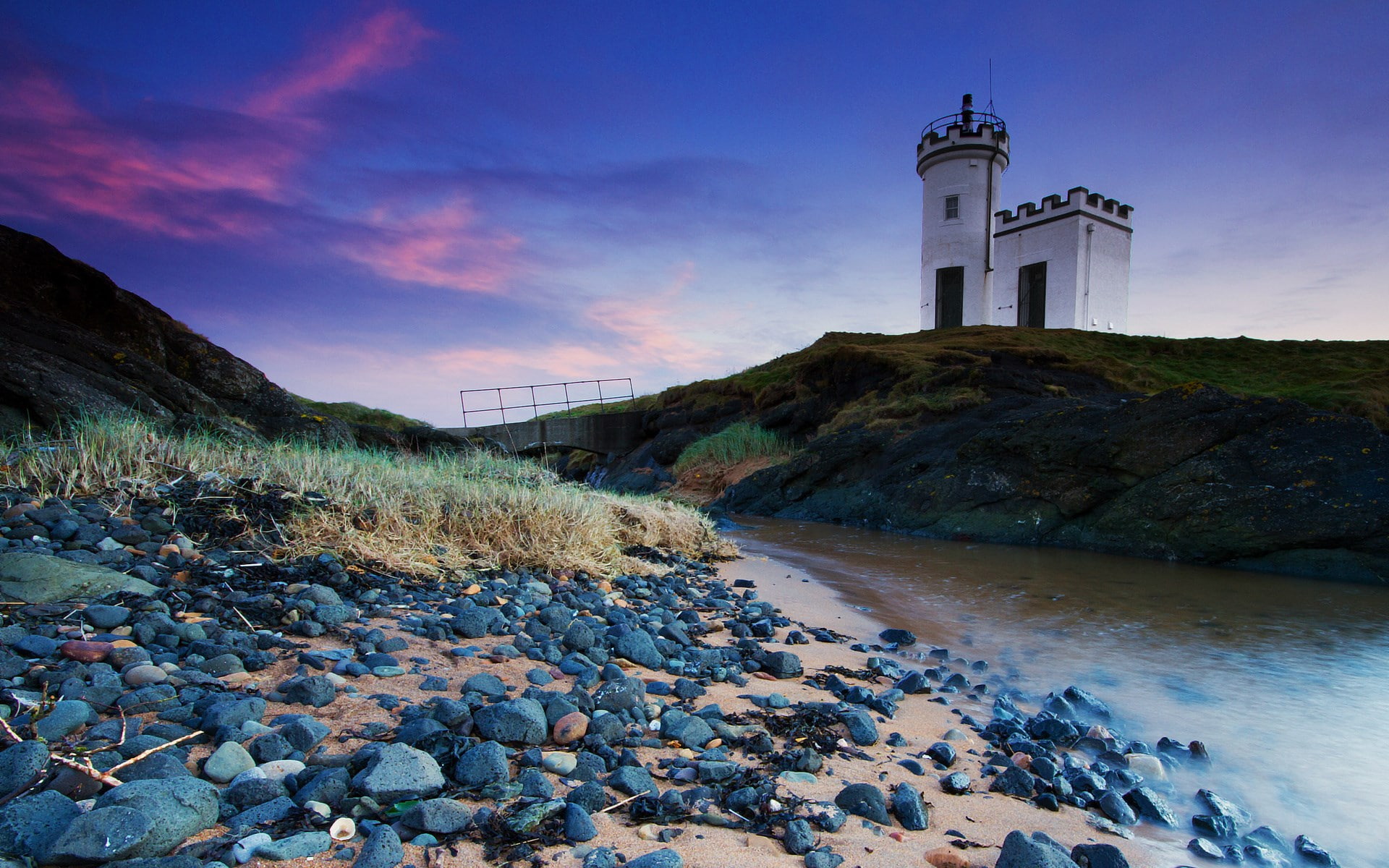 sky, rock, architecture, guidance, rock - object, pebble, built structure, lighthouse, solid, land, scenics - nature, building, water, building exterior, HD Wallpaper