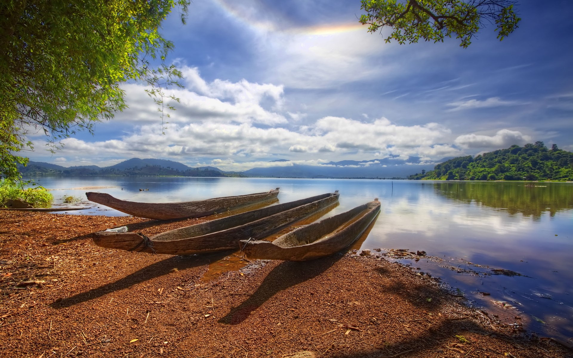 day, sky, nautical vessel, cool backgrounds nature 1920x1200, water, reflection, mode of transportation, beach, nature, moored, scenics - nature, cloud - sky, HD Wallpaper