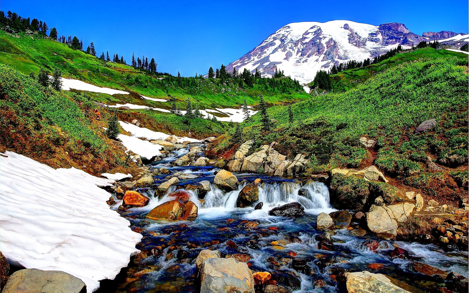 solid, non-urban scene, flowing water, flowing, beauty in nature, motion, 1080P, winter, cold temperature, scenics - nature, plant, tranquil scene, day, HD Wallpaper