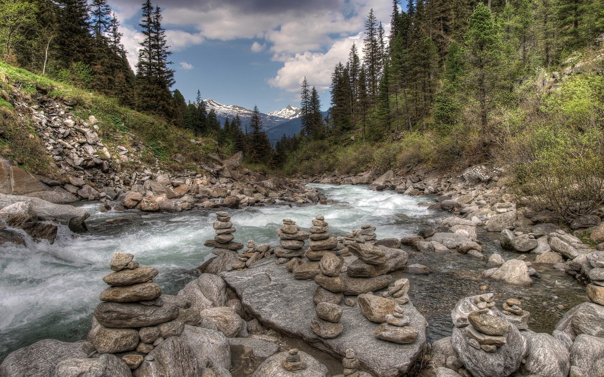 scenics - nature, landscape, outdoors, day, nature, flowing water, water, power in nature, pine tree, rock - object, 1080P, nature hd picture for pc 1920x1200, HD Wallpaper