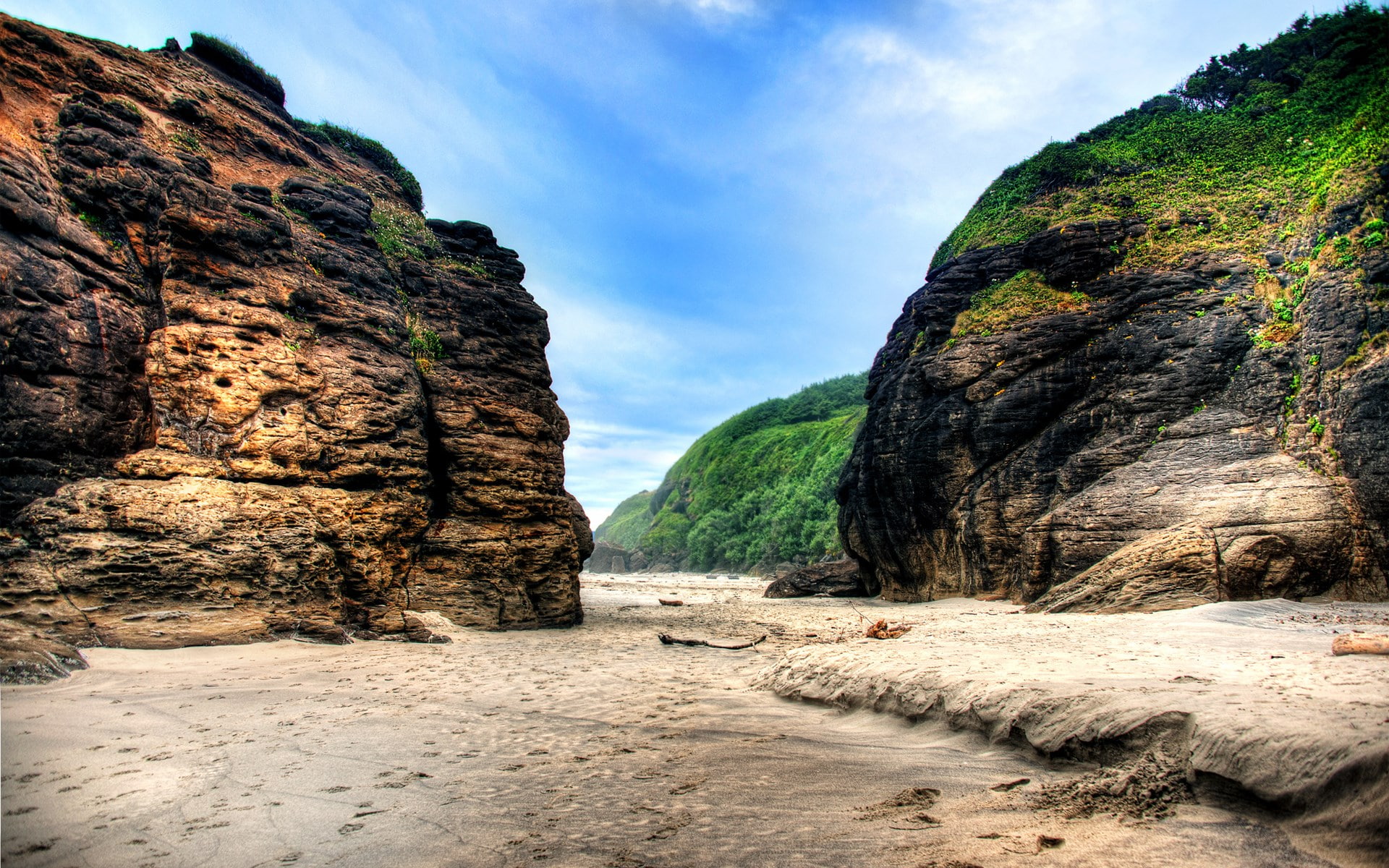 water, tranquility, cloud - sky, geology, nature, no people, outdoors, land, eroded, nature  pc desktop hd pictures 1920x1200, rock formation, formation, HD Wallpaper