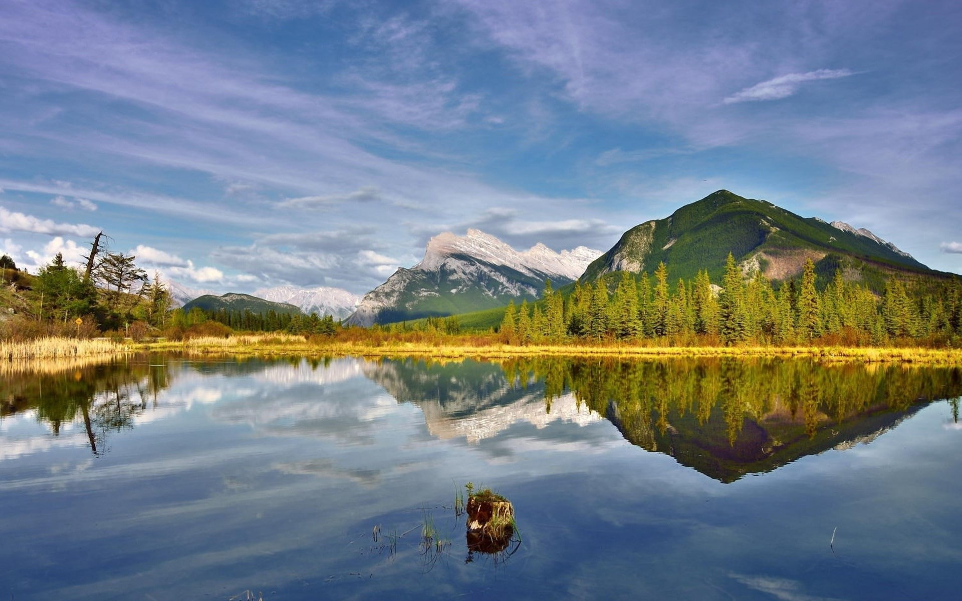 scenics - nature, reflection lake, no people, mountain peak, lake, tranquil scene, sky, beauty in nature, cloud - sky, tree, tranquility, mountain range, HD Wallpaper