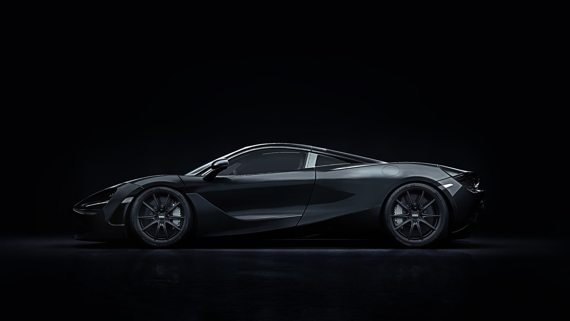 vehicle, minimalism, simple background, McLaren 720S, 1080P, car, black background, McLaren, dark, monochrome, black, digital art, HD Wallpaper