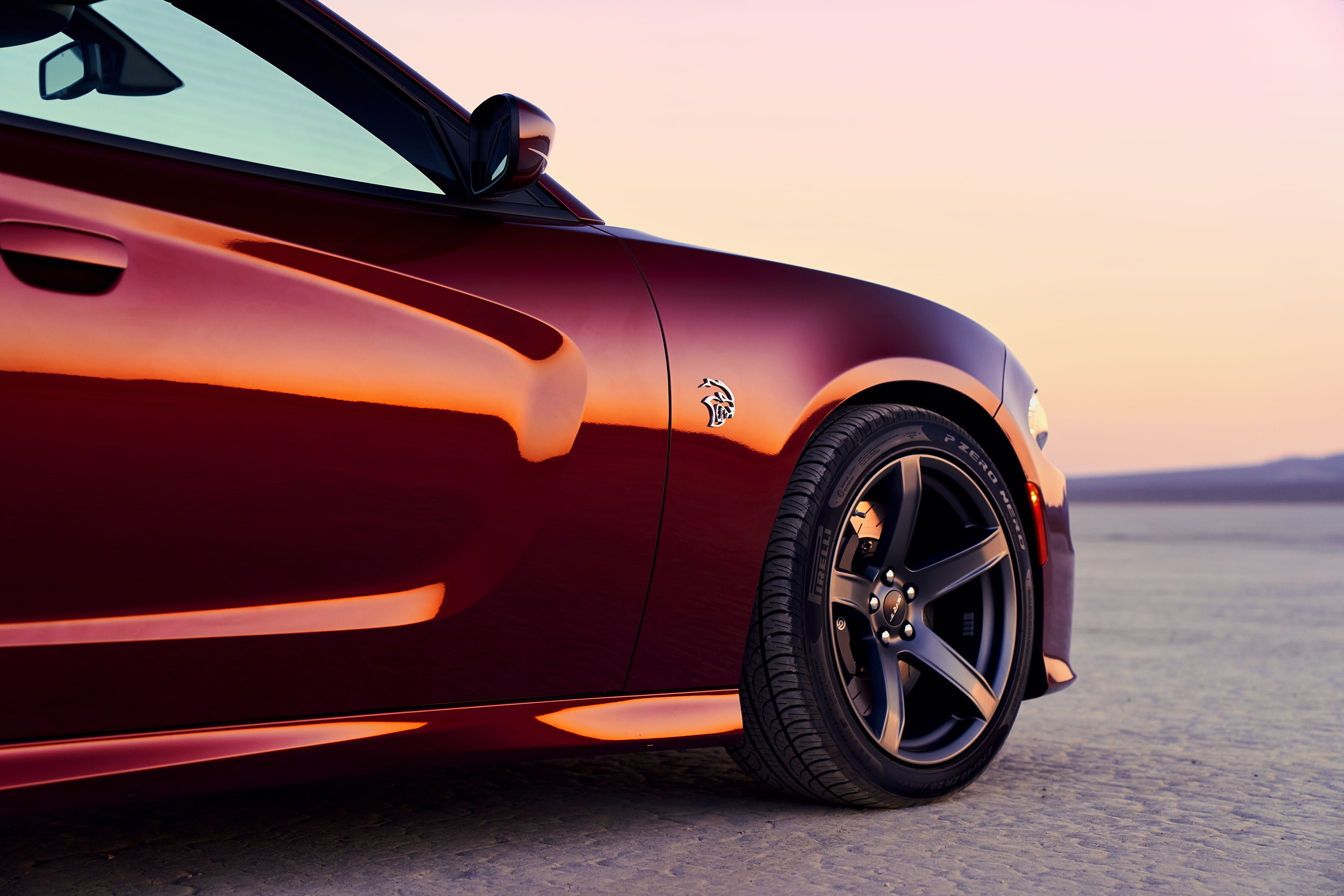 mopar, 2K, mode of transportation, 2019, outdoors, vintage car, sky, road, no people, srt, hellcat, wealth, sports car, dodge, metal, wheel, focus on foreground, HD Wallpaper