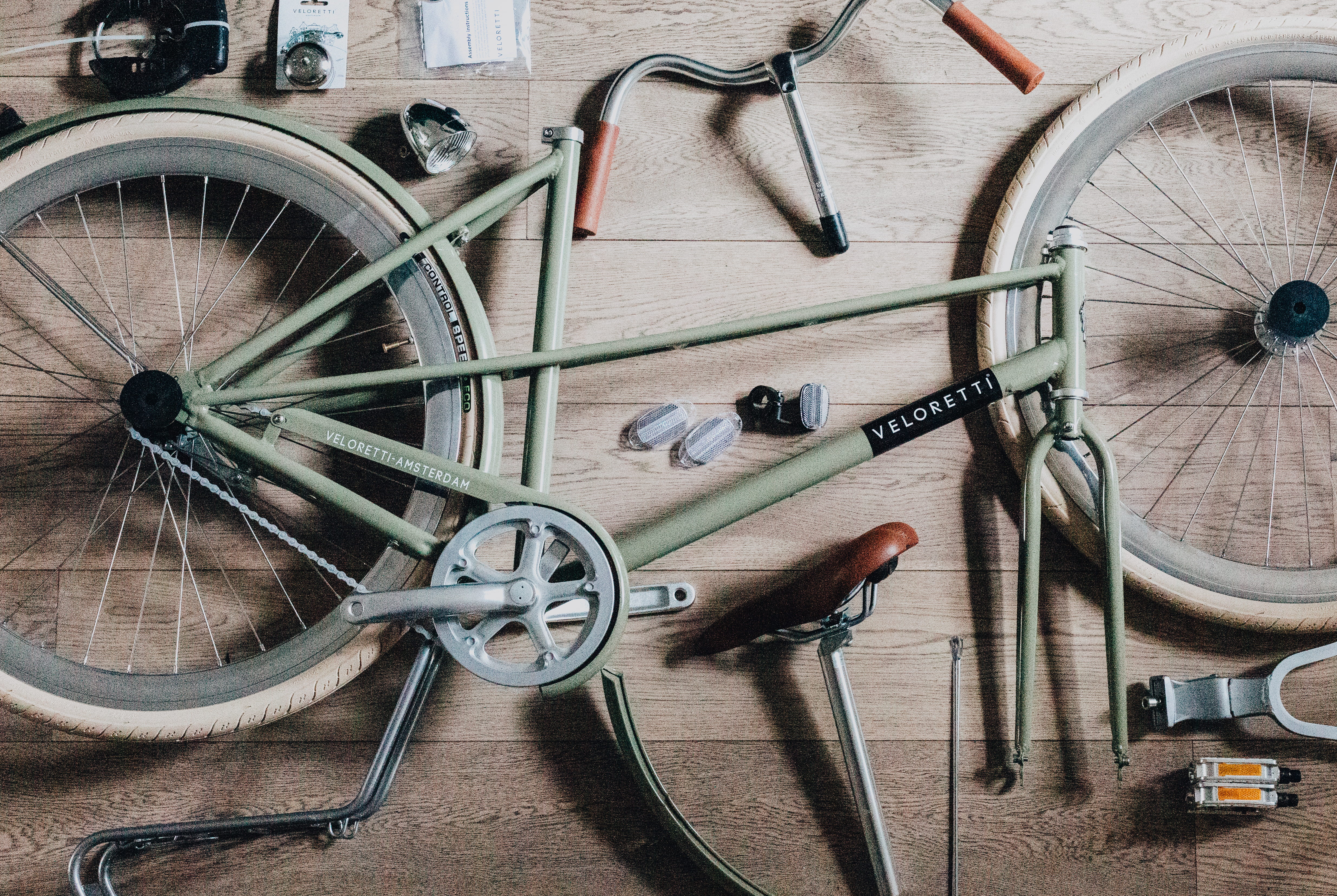 variation, spoke, wheel, disassemble, directly above, metal, bicycle shop, wood - material, table, equipment, work tool, workshop, 4K, tool, no people, HD Wallpaper