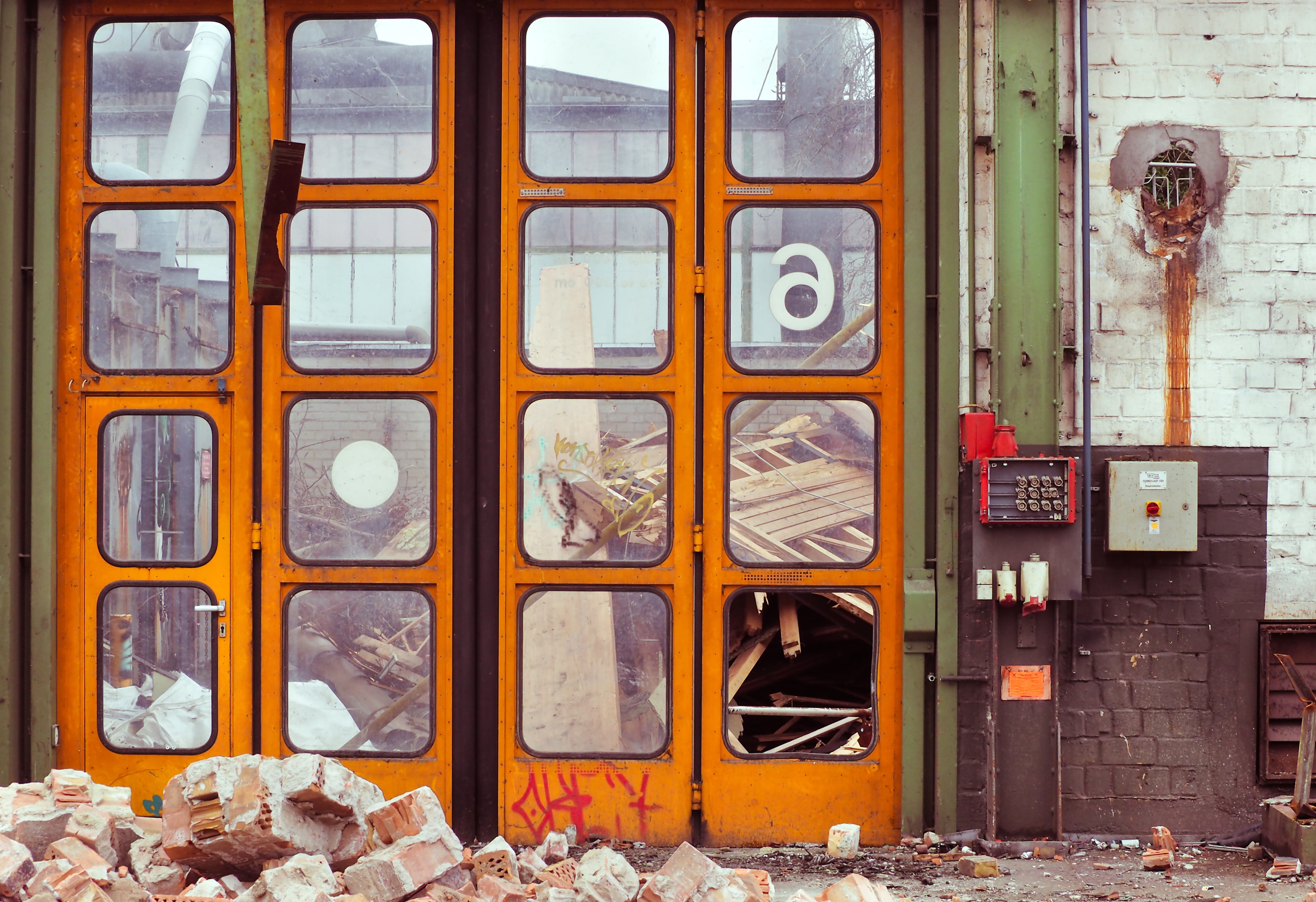construction, demolished, building rubble, wall, past, ailing, safety, disassembly, destroyed, break up, tear off, broken, building, industrial plant, day, HD Wallpaper
